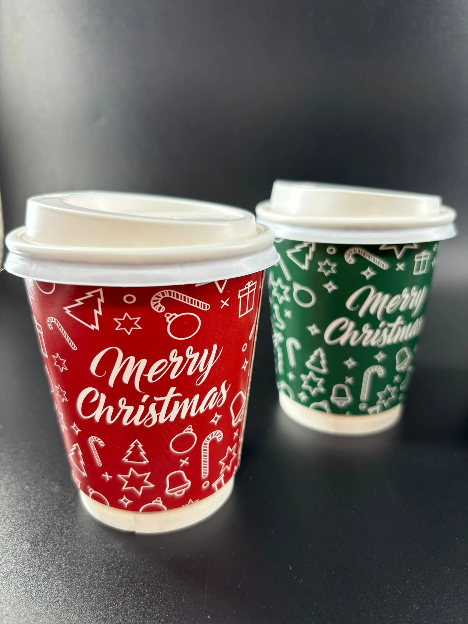 8 oz Yılbaşı Konsept Bardak Kırmızı-KAPAKLI 5'li Paket