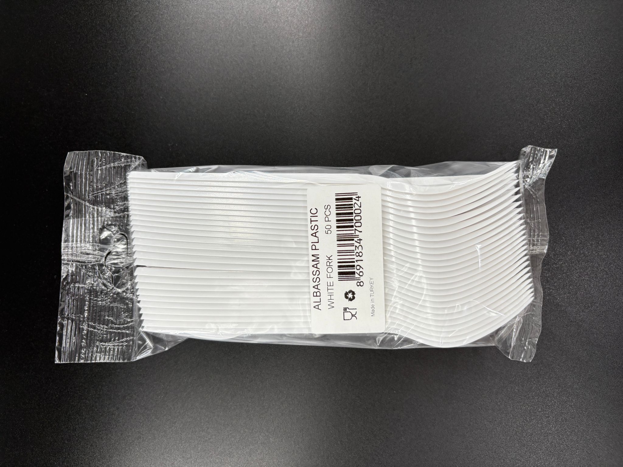 Plastik Albassam Beyaz Çatal 50'li Paket