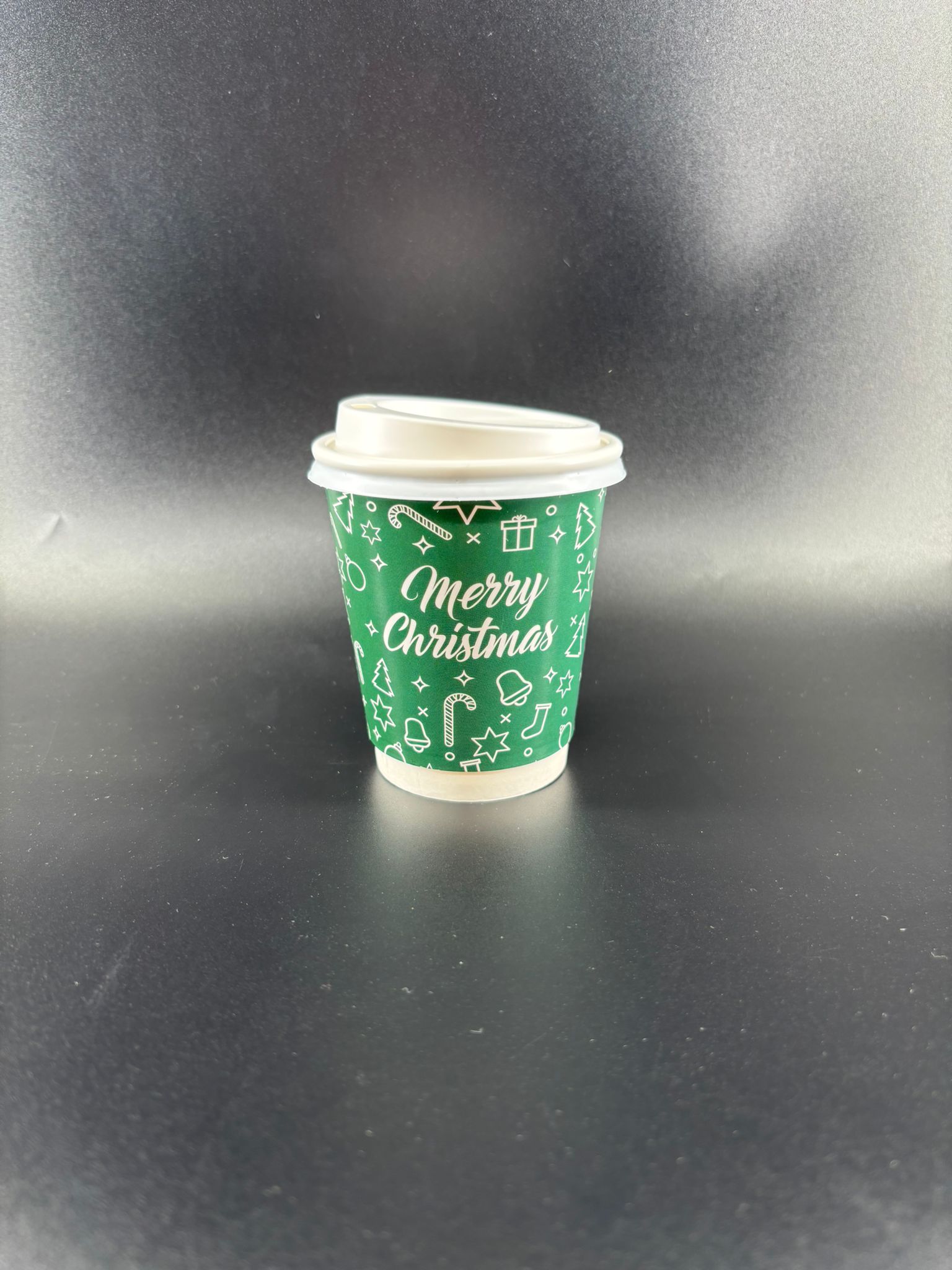 8 oz Yılbaşı Konsept Bardak Yeşil-KAPAKLI 5'li Paket