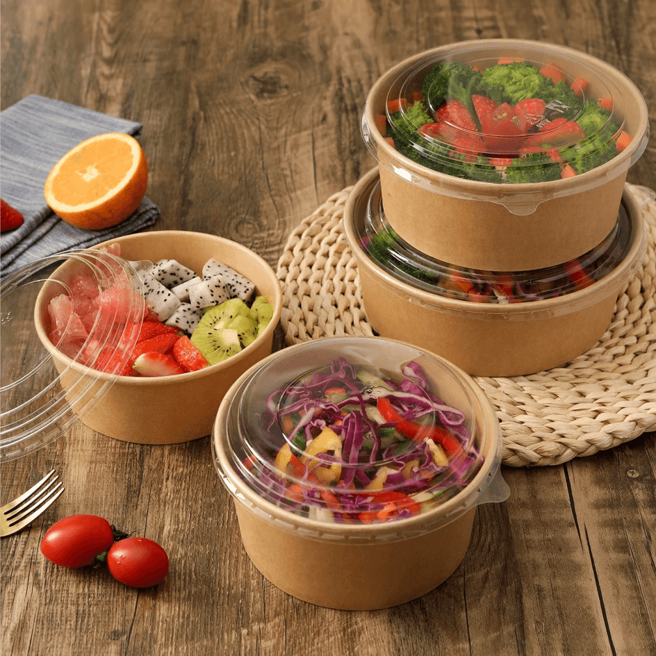1000 cc Kapaklı Kraft Salata Kasesi 50 Adet