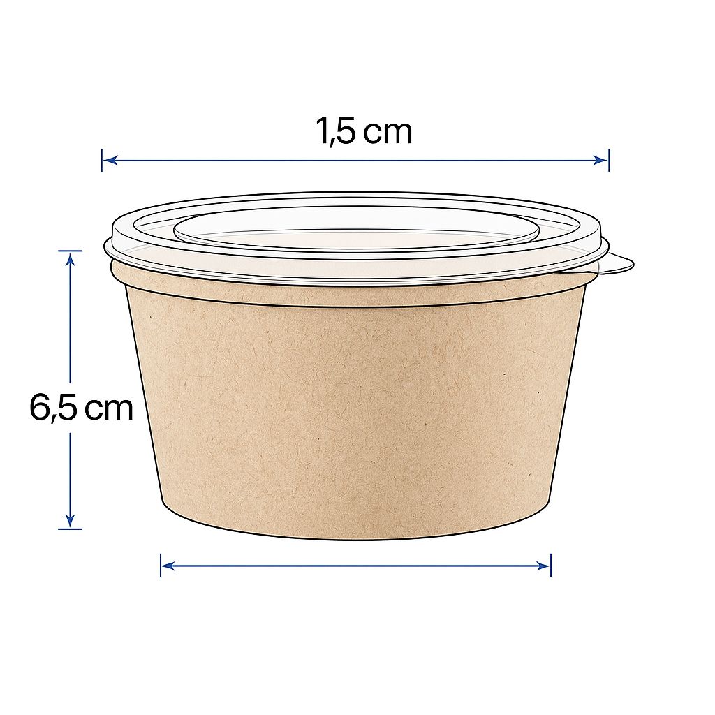 1000 cc PET Kapaklı BASKILI Kraft Salata Kasesi 50 Adet