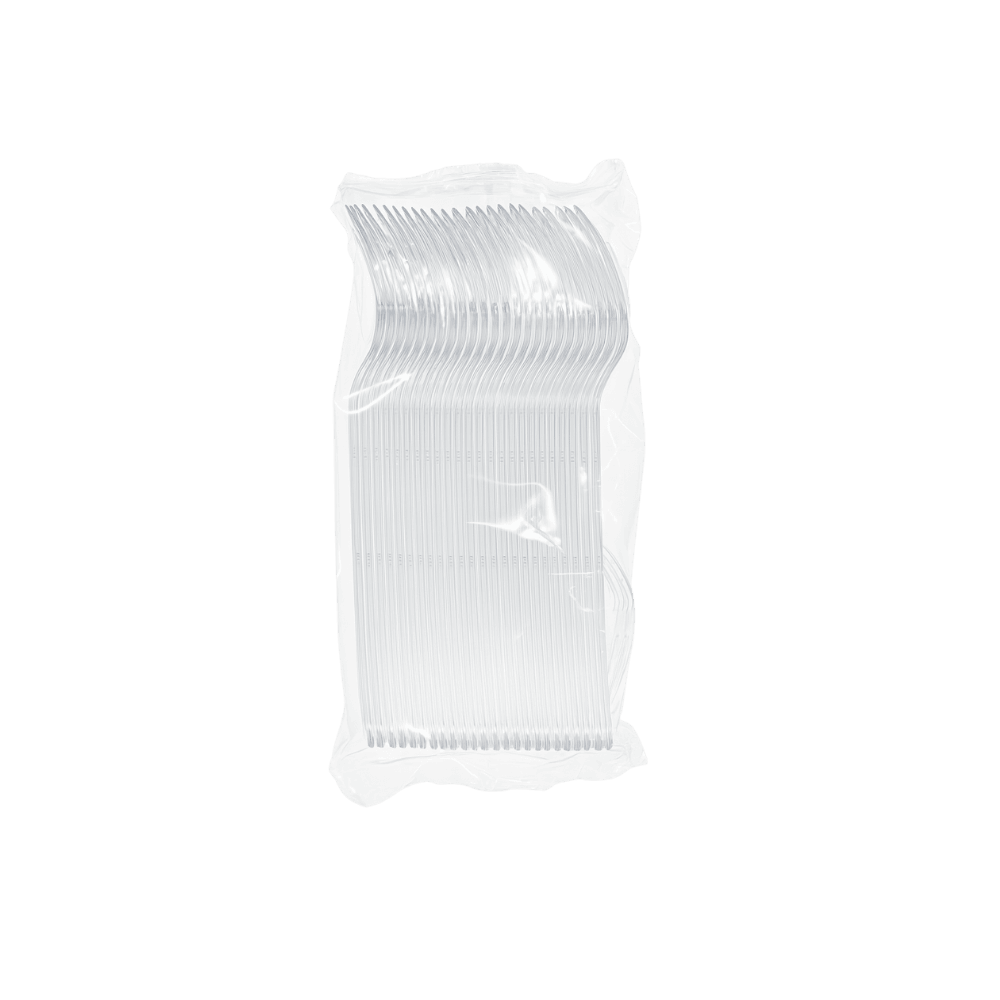 Lüks Plastik Şeffaf Çatal (50'li)