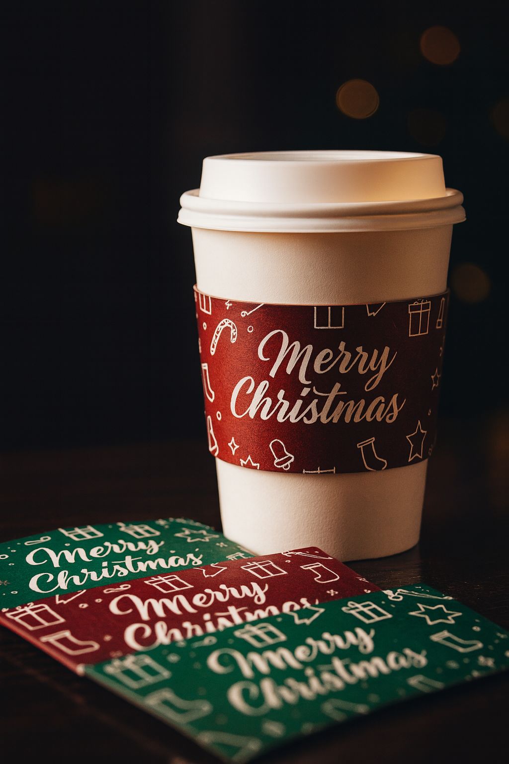 90 ÇAP YILBAŞI TEMALI SLEEVE KIRMIZI 10'LU PAKET - KARTON BARDAK TUTACAĞI