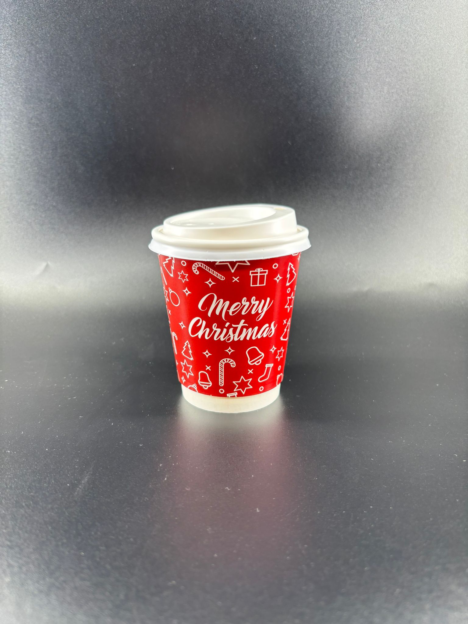 8 oz Yılbaşı Konsept Bardak Kırmızı-KAPAKLI 5'li Paket