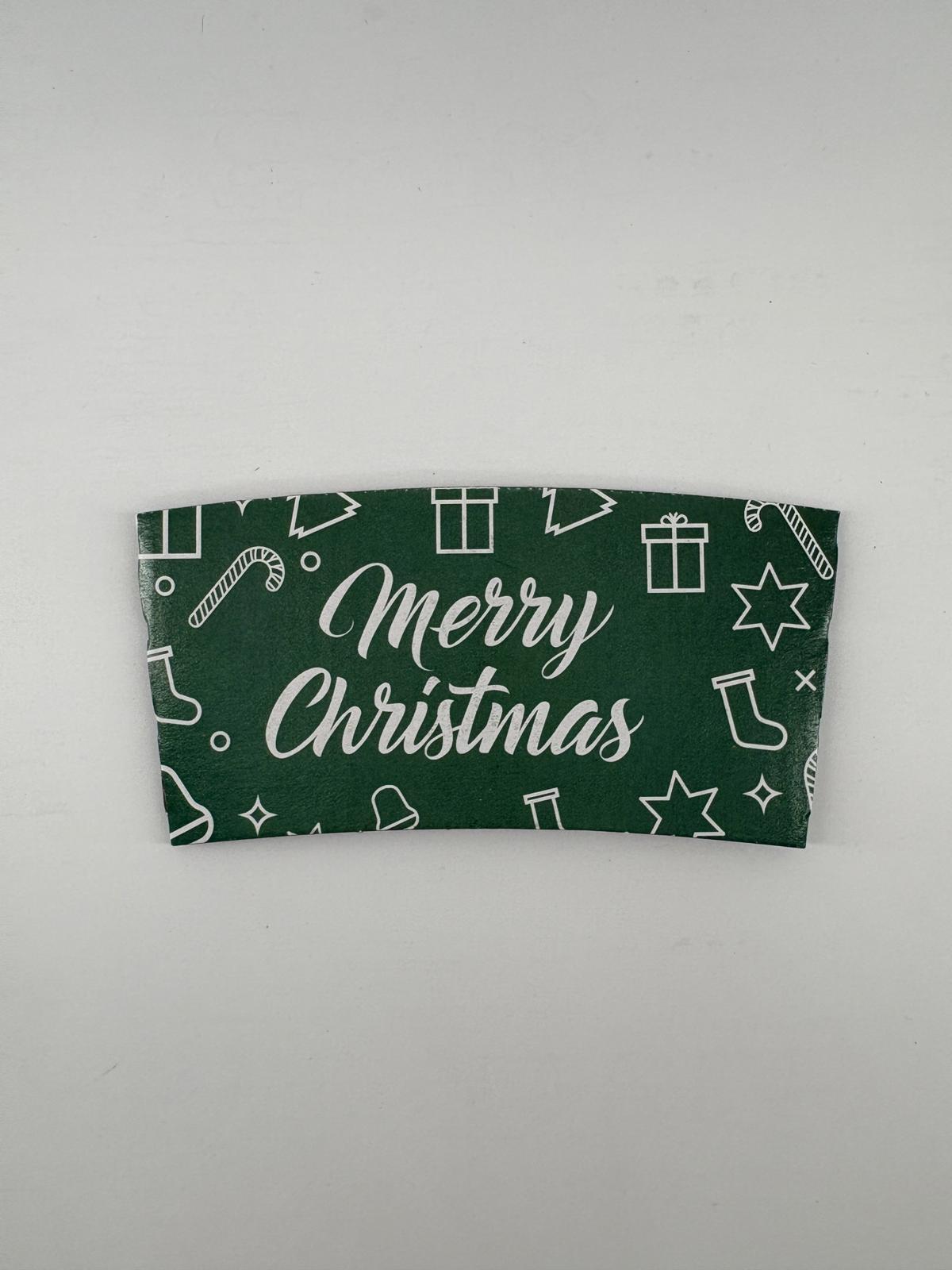  90 ÇAP YILBAŞI TEMALI SLEEVE YEŞİL 10'LU PAKET - KARTON BARDAK TUTACAĞI