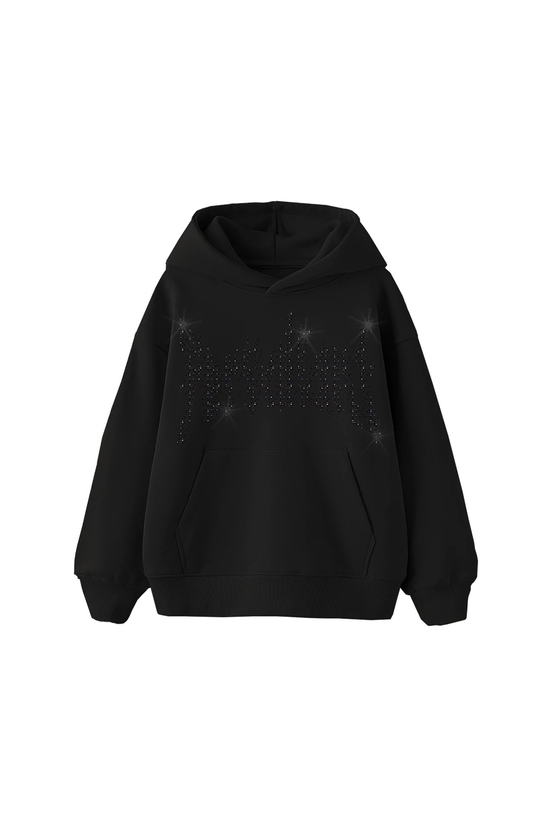 Black Star Rhinestone Hoodie - Siyah