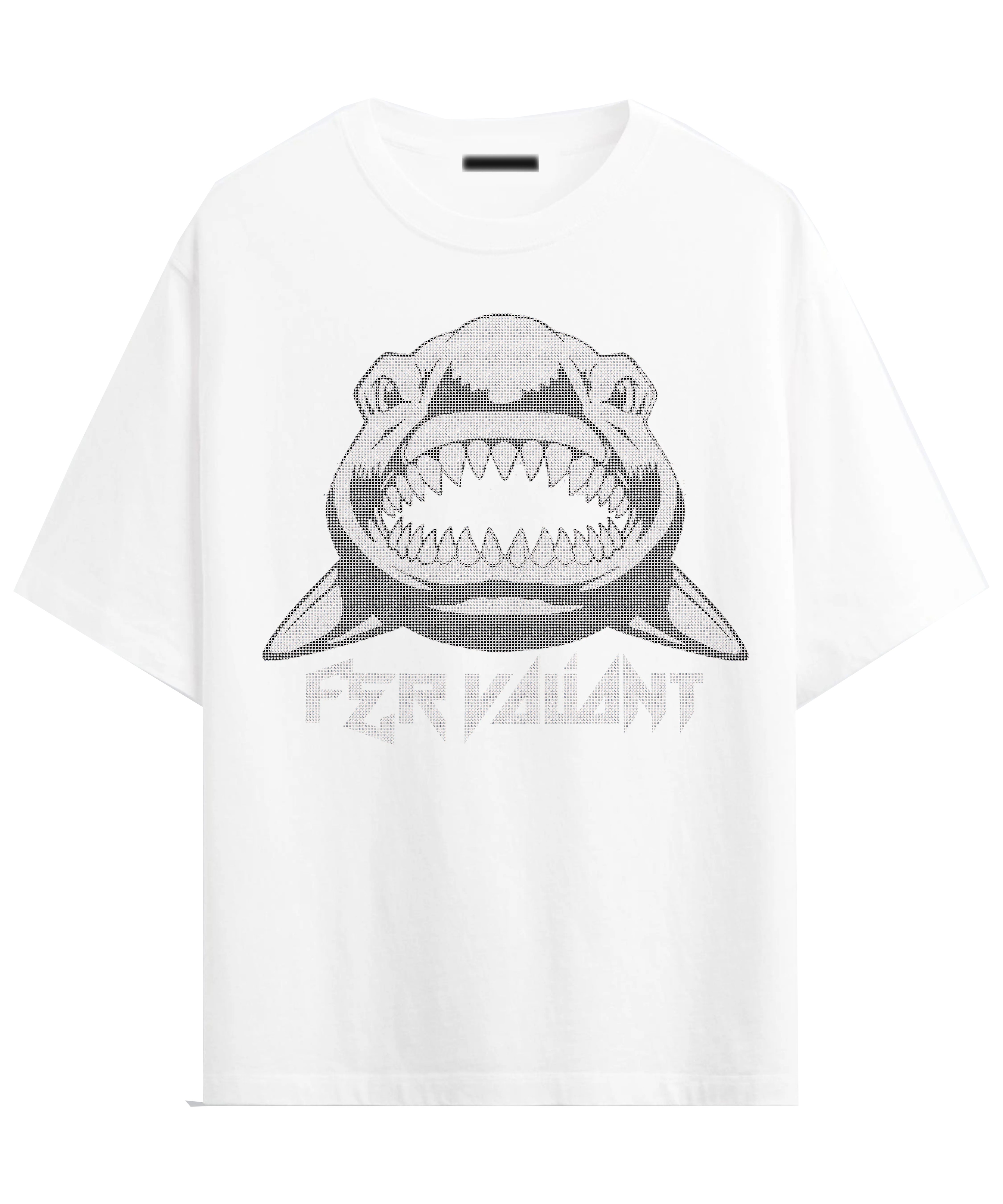 Rhinestone Shark White oversized t-shirt