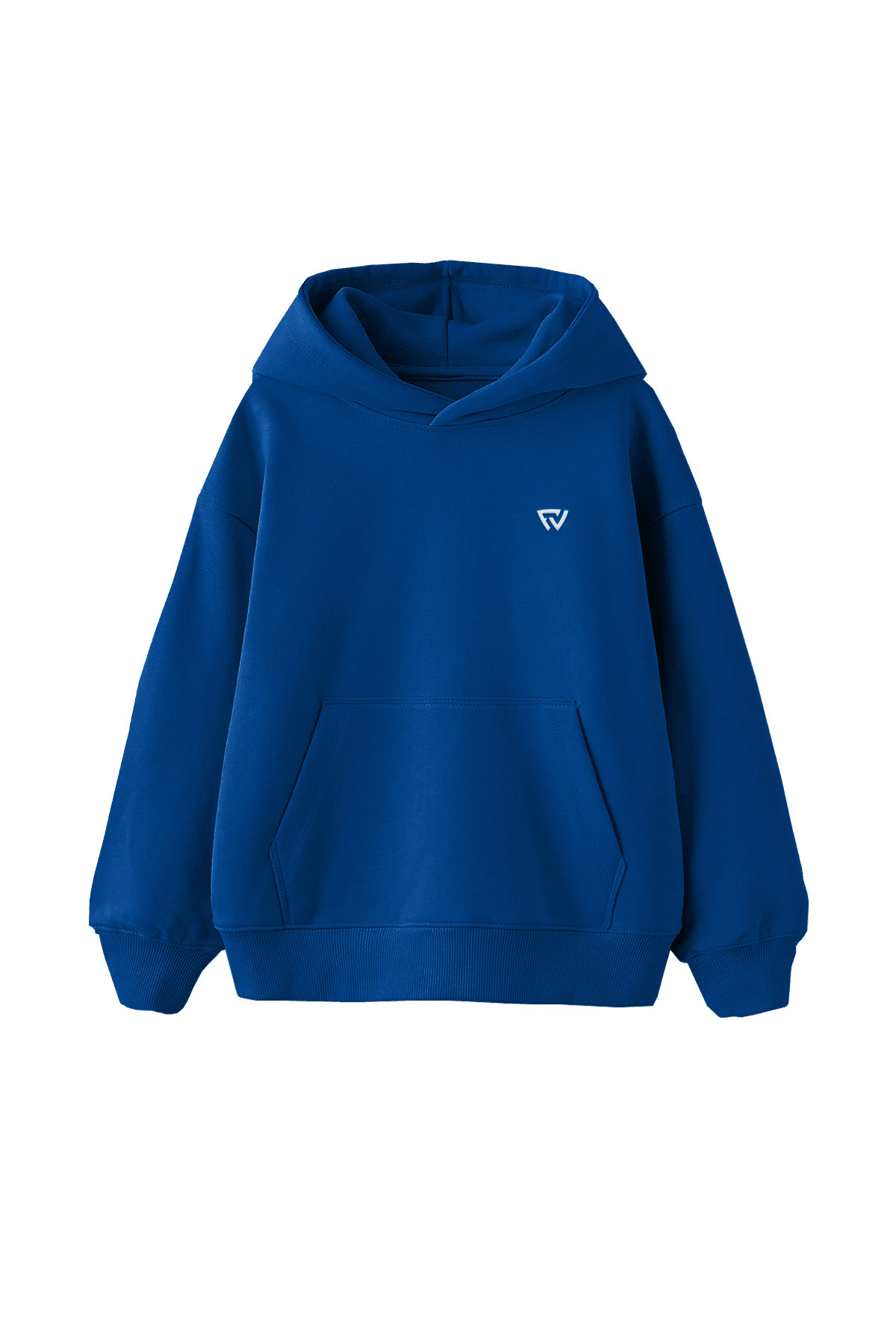 Oversize Basic Kapüşonlu Hoodie - Mavi