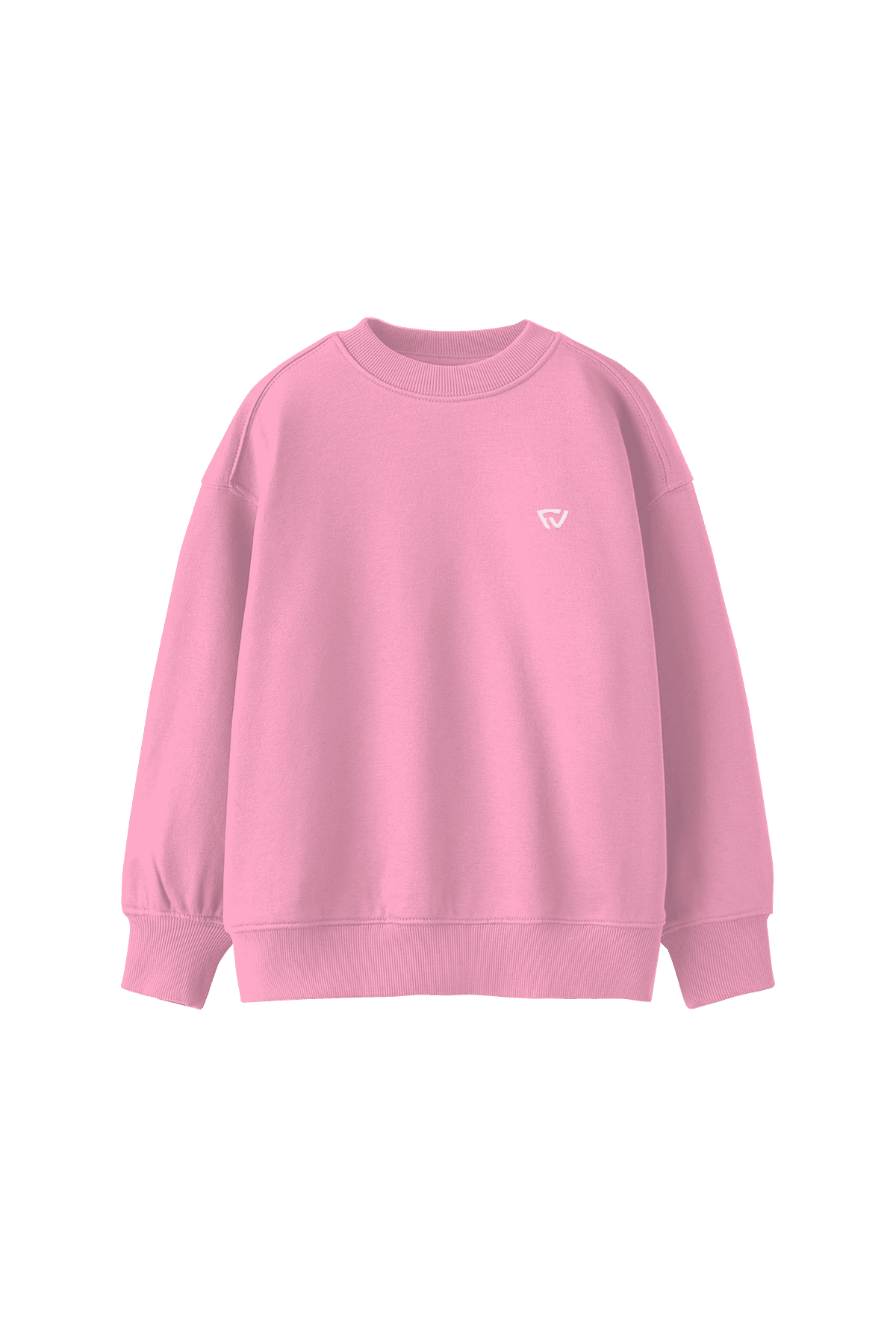 Oversize Basic Bisiklet Yaka Sweatshirt - Pembe