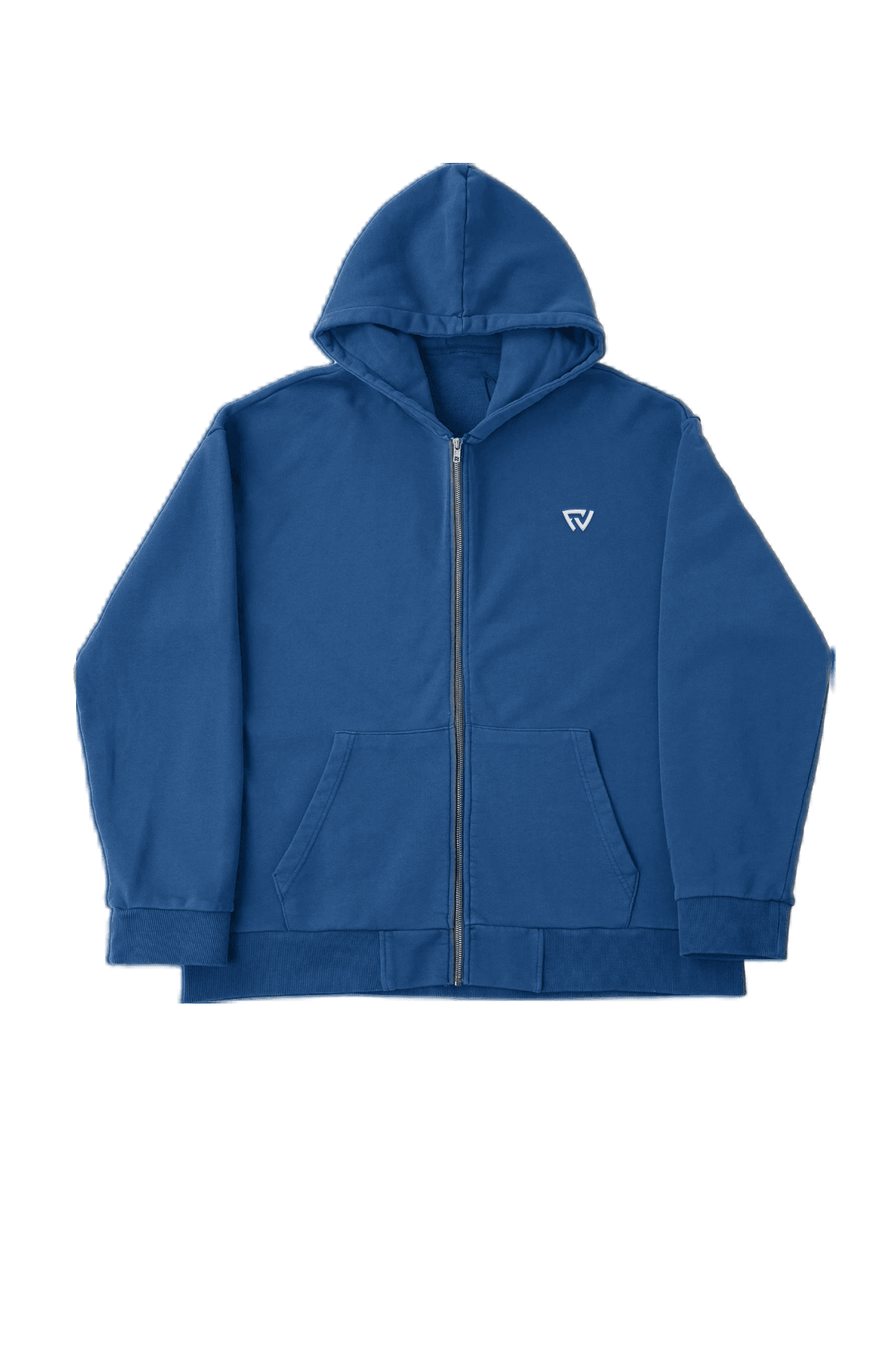 Oversize Basic Zip Up Hoodie - Mavi