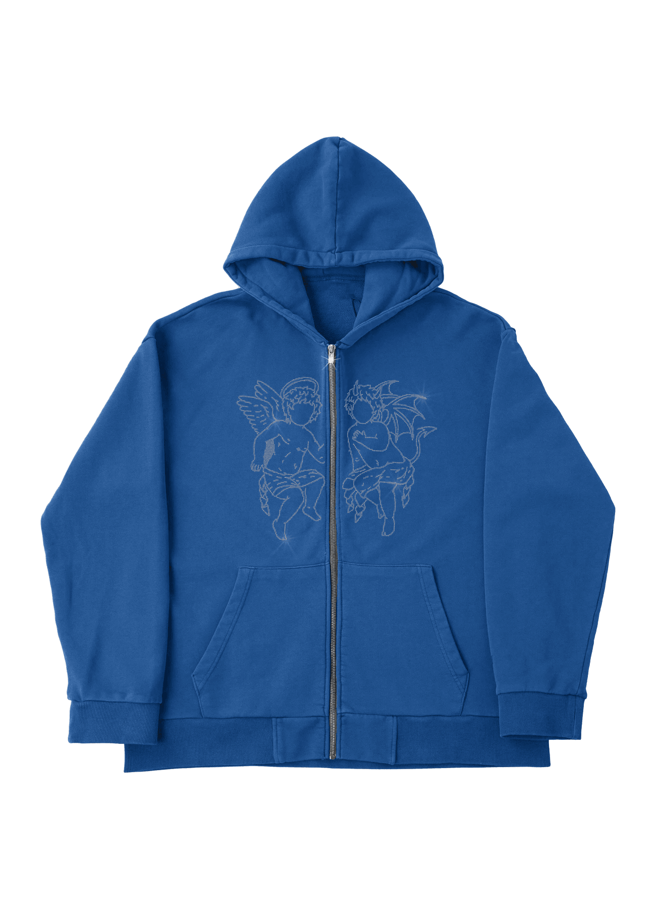 Angel Rhinestone Zip-Up - Mavi