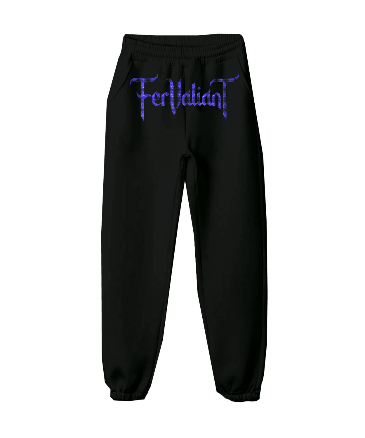 Aquamarine Black Rhinestone Sweatpants