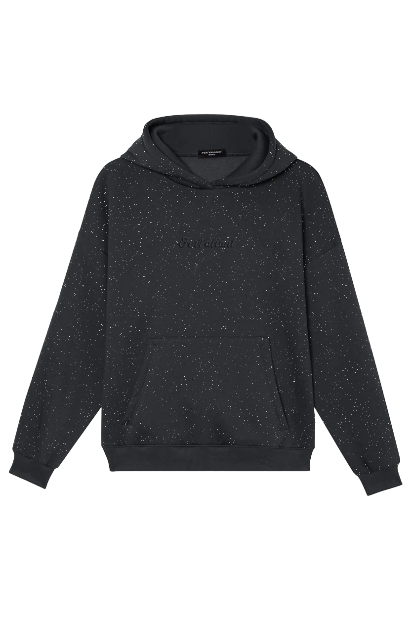 Simli Parıltılı Hoodie - Füme