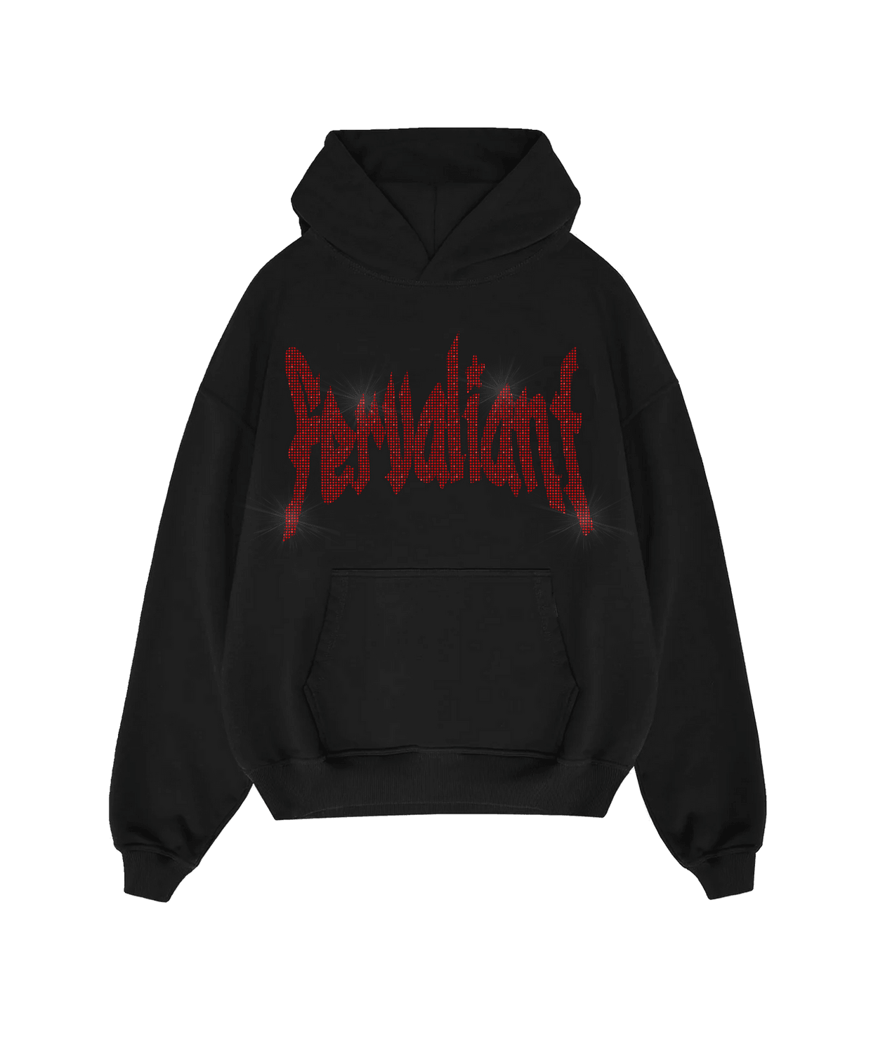  Red Black Star Rhinestone Hoodie