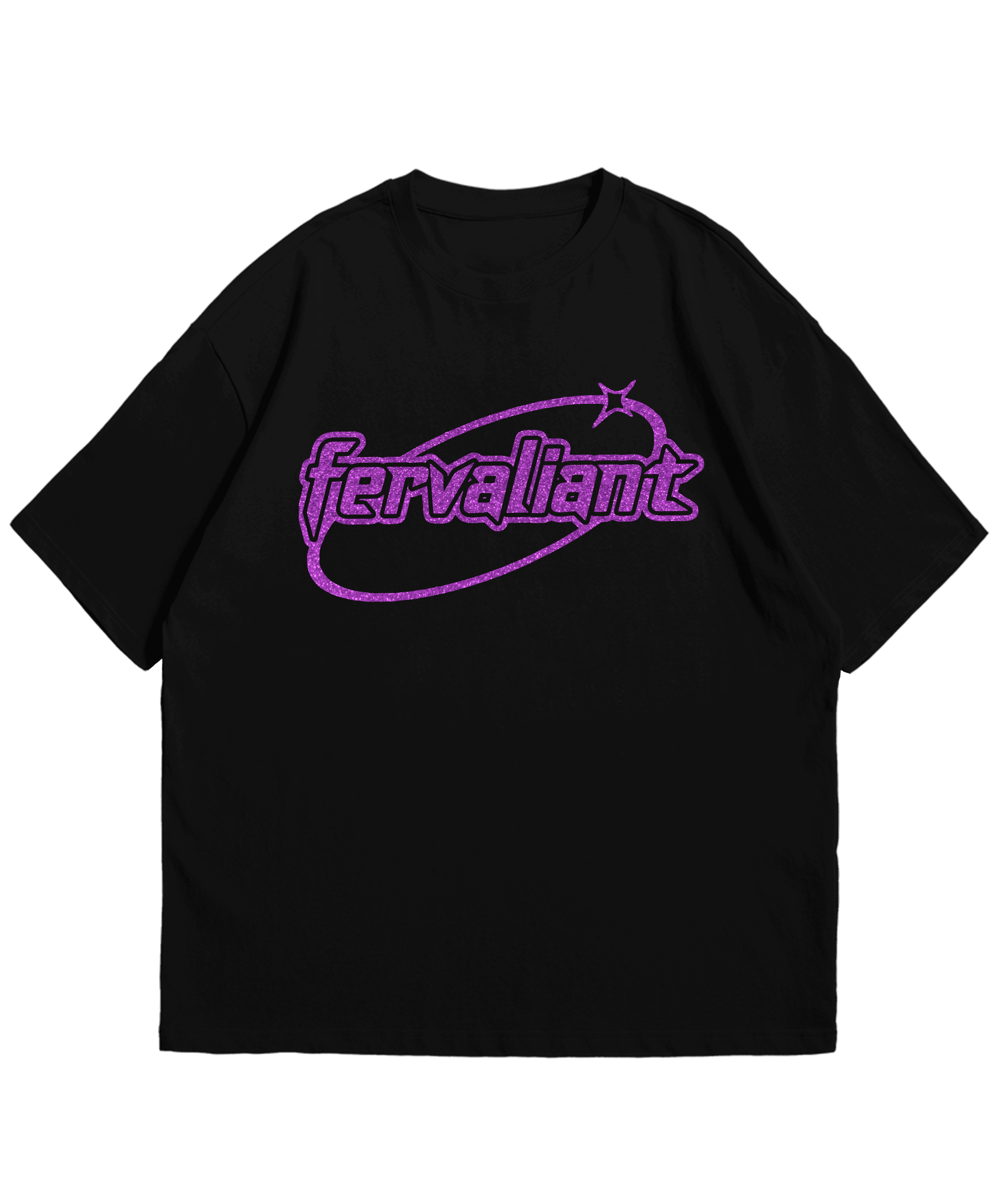  Glitter Ellipse Black Purple Oversize Unisex Tee