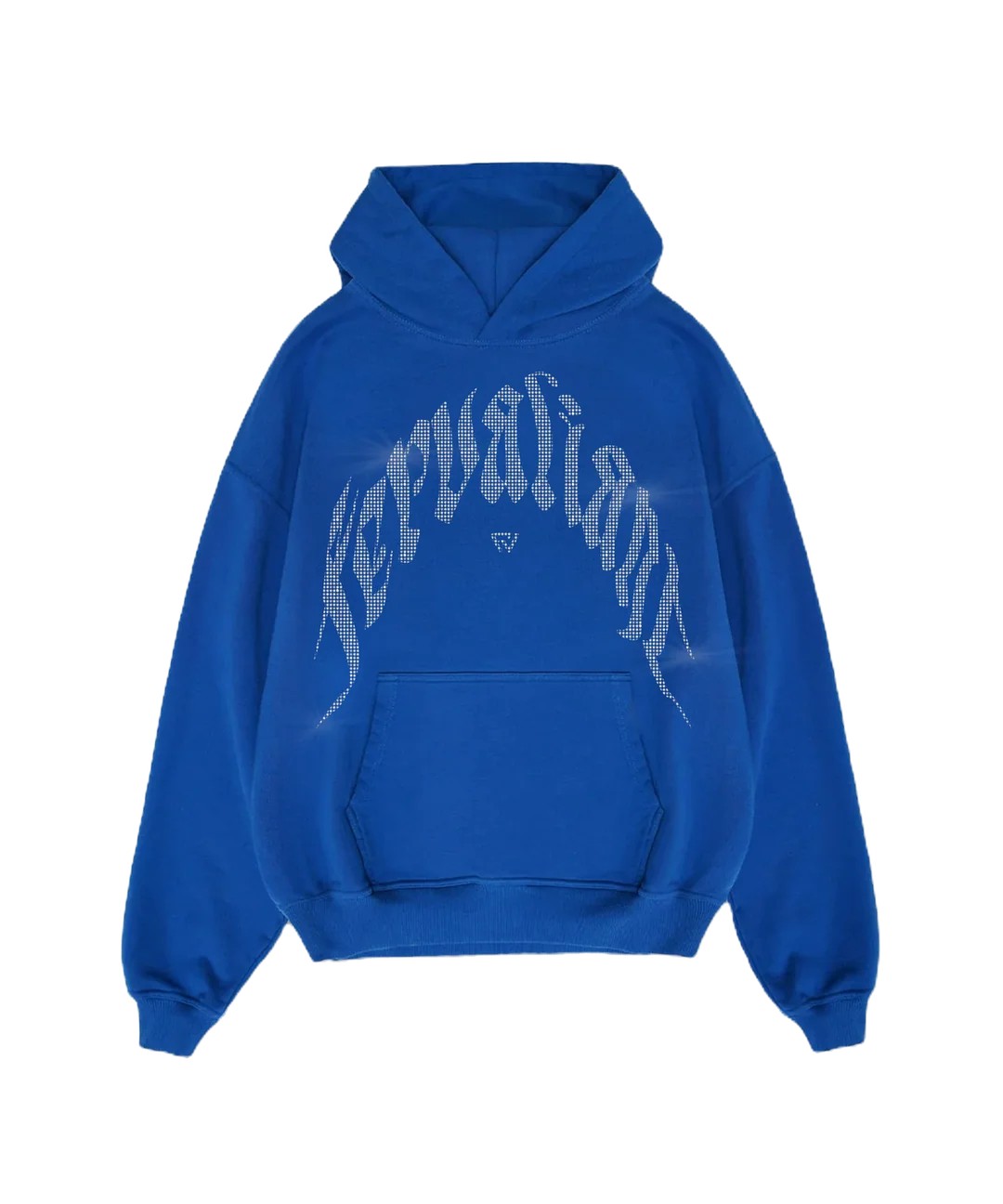 Curved Rhinestone Hoodie - Mavi