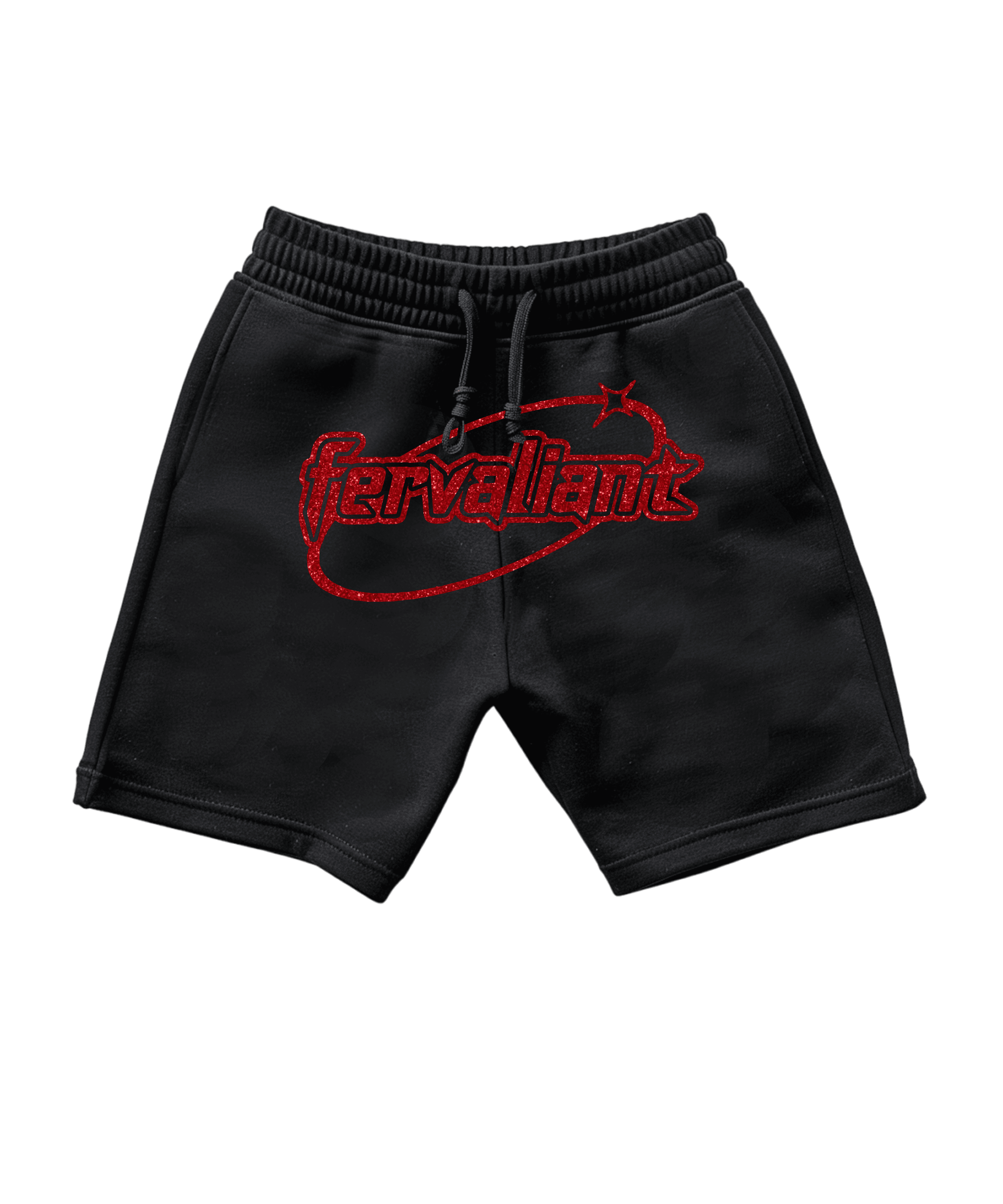  Ellipse Black Red Glitter Oversize Unisex Short