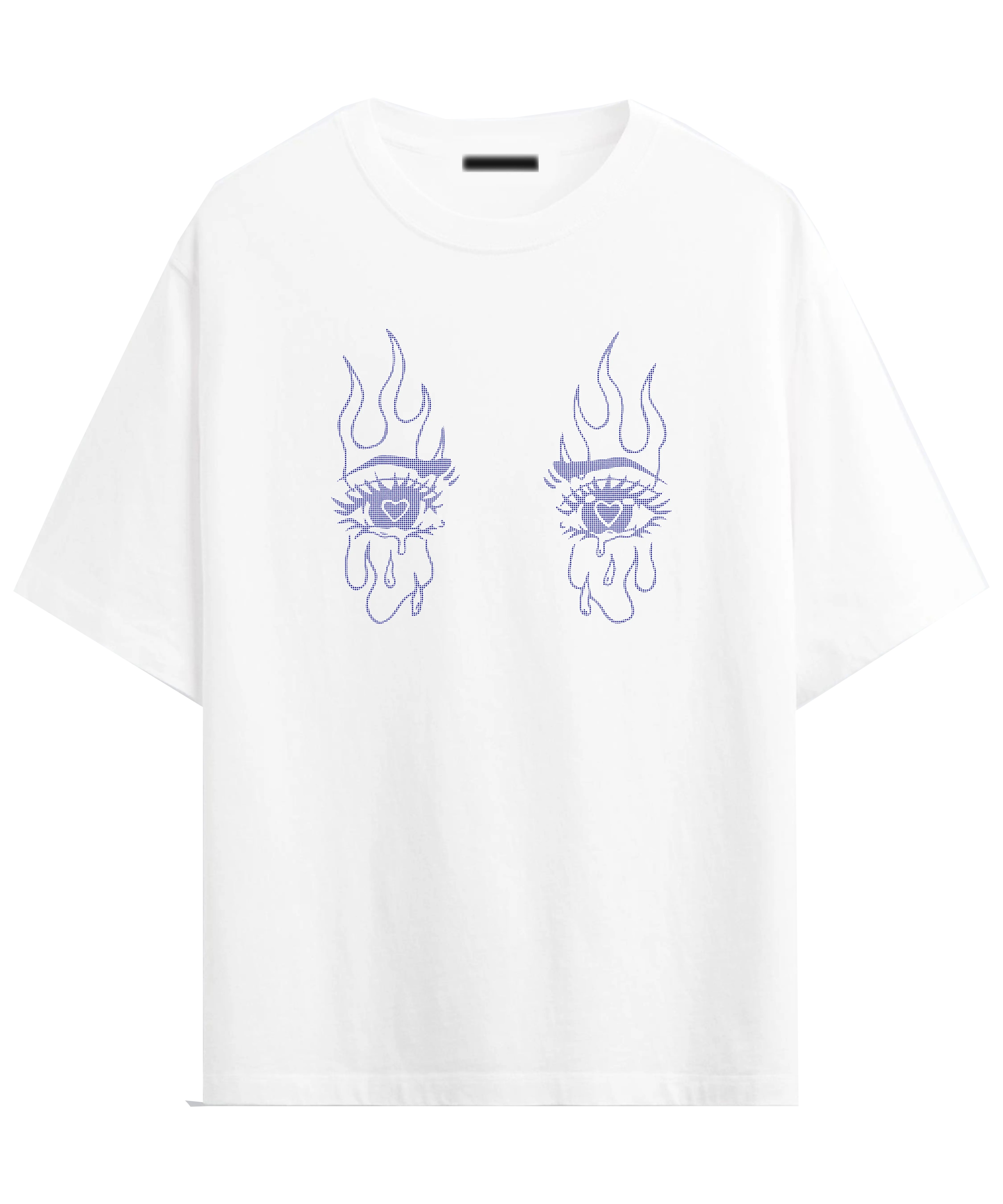 Rhinestone Eye White Navy oversized t-shirt