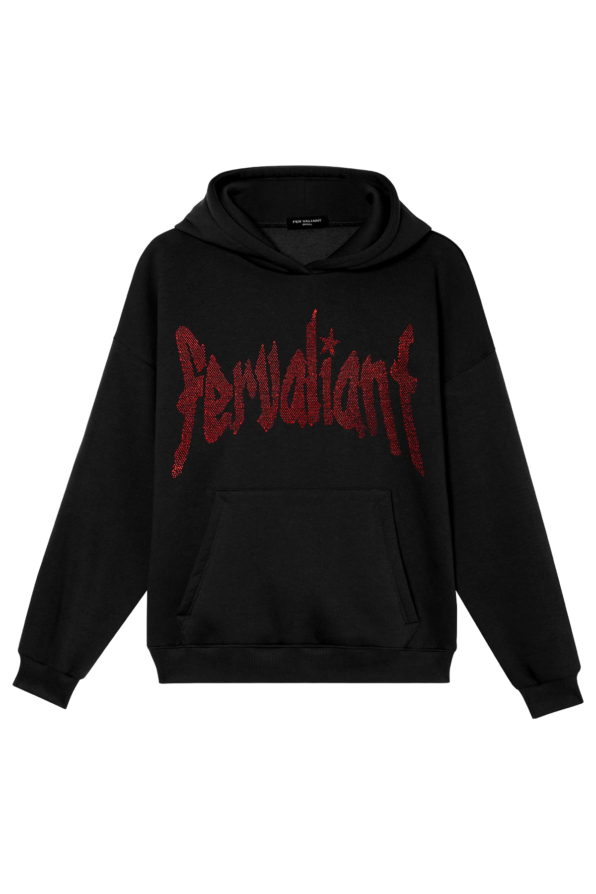  Red Star Rhinestone Hoodie - Siyah