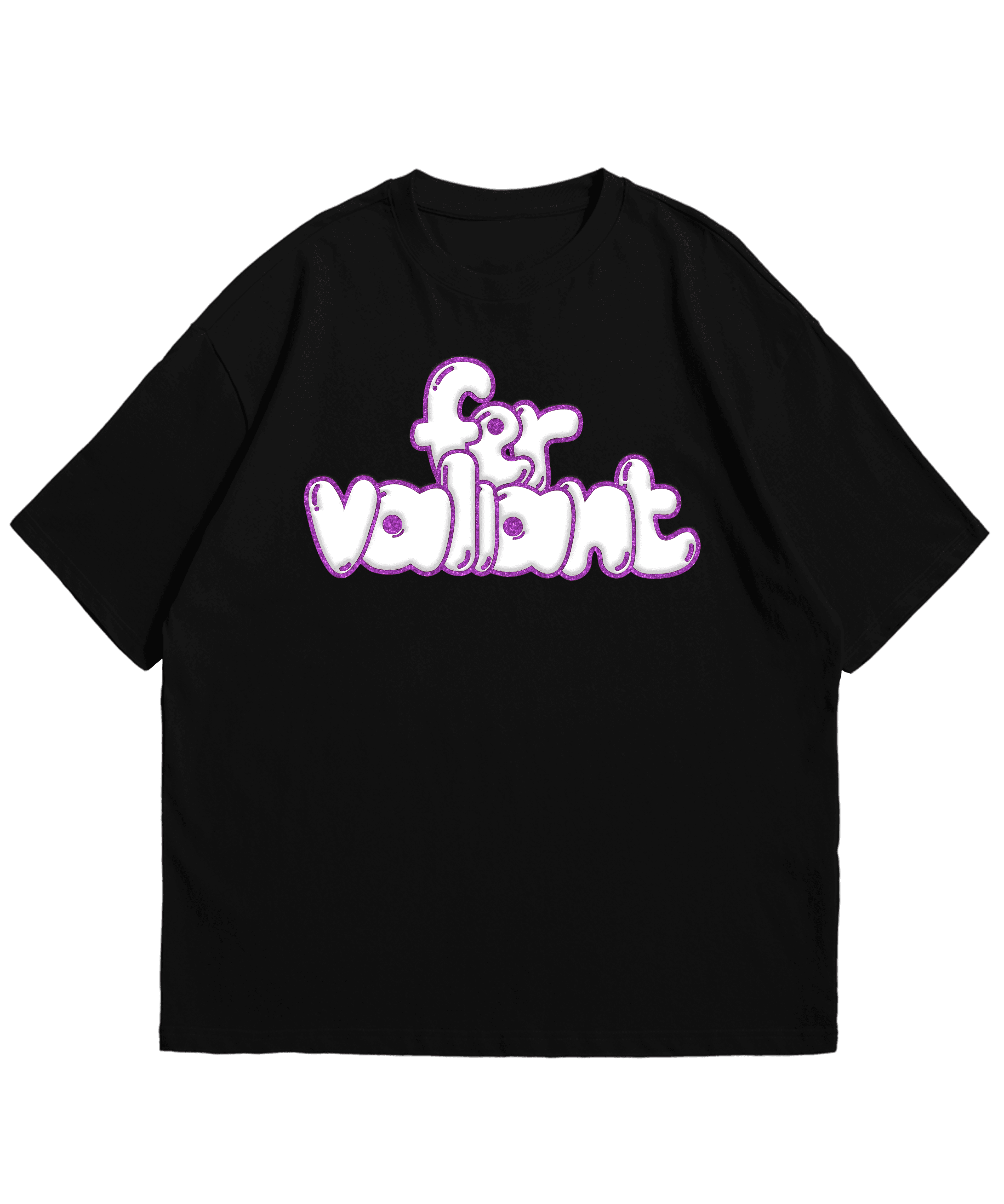 Purple Puff Hologram Oversize Unisex Black Tee