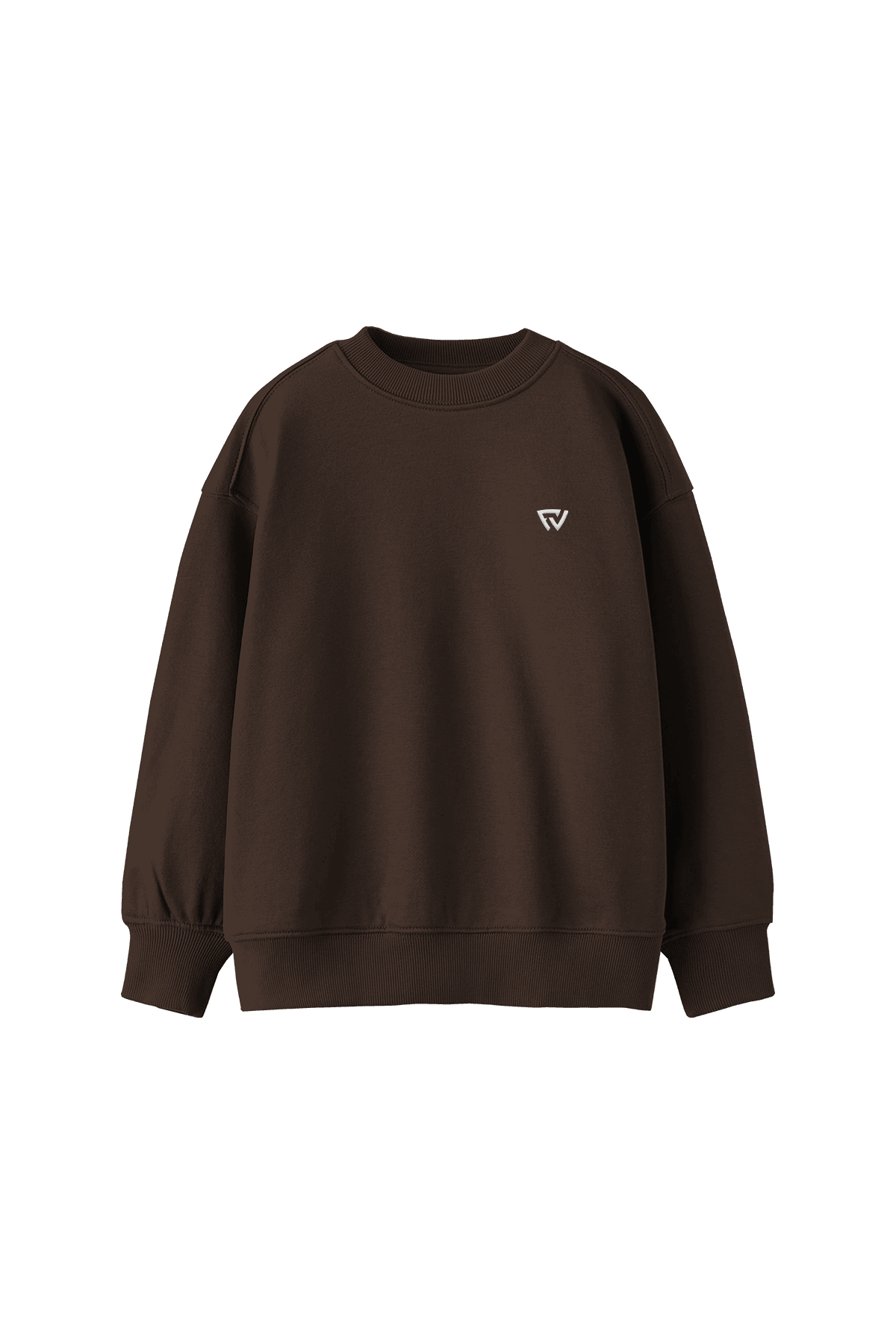 Oversize Basic Bisiklet Yaka Sweatshirt - Kahverengi