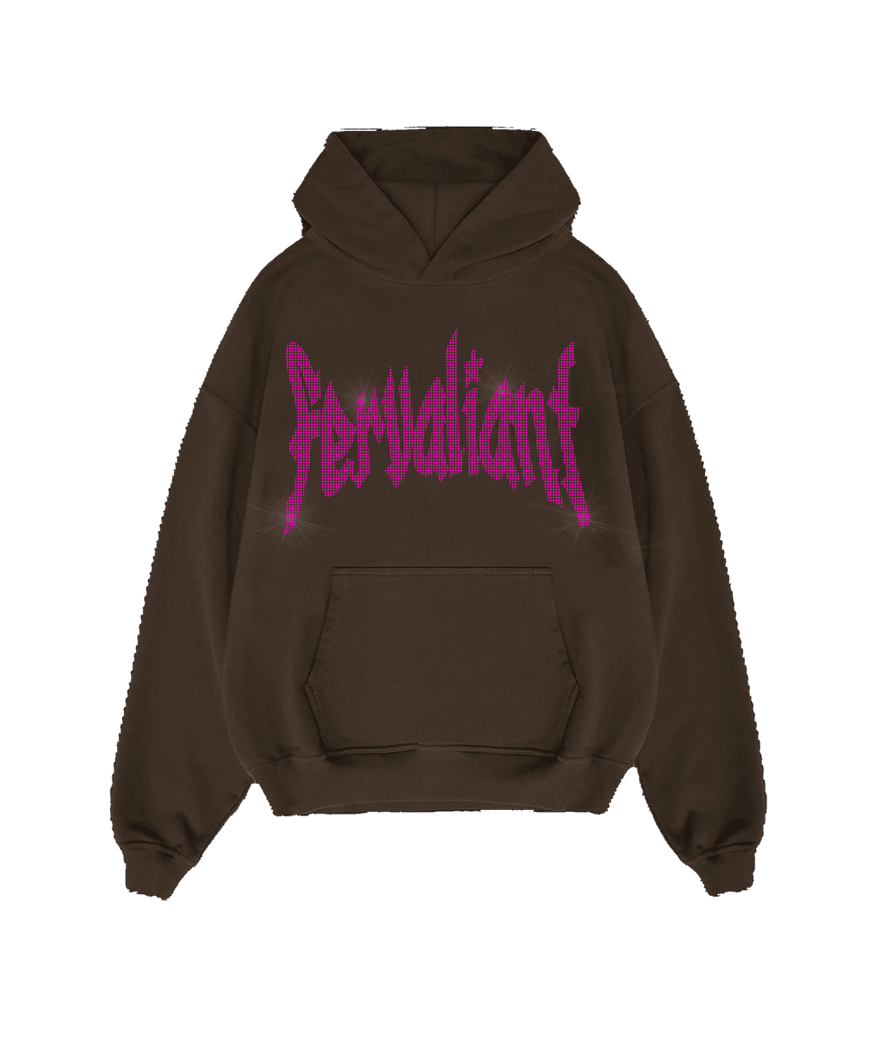  Pink Brown Star Rhinestone Hoodie