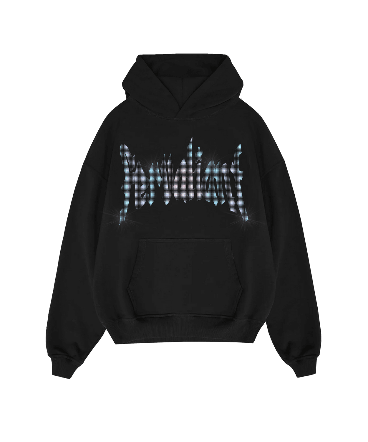 Janjan Black Star Rhinestone Hoodie