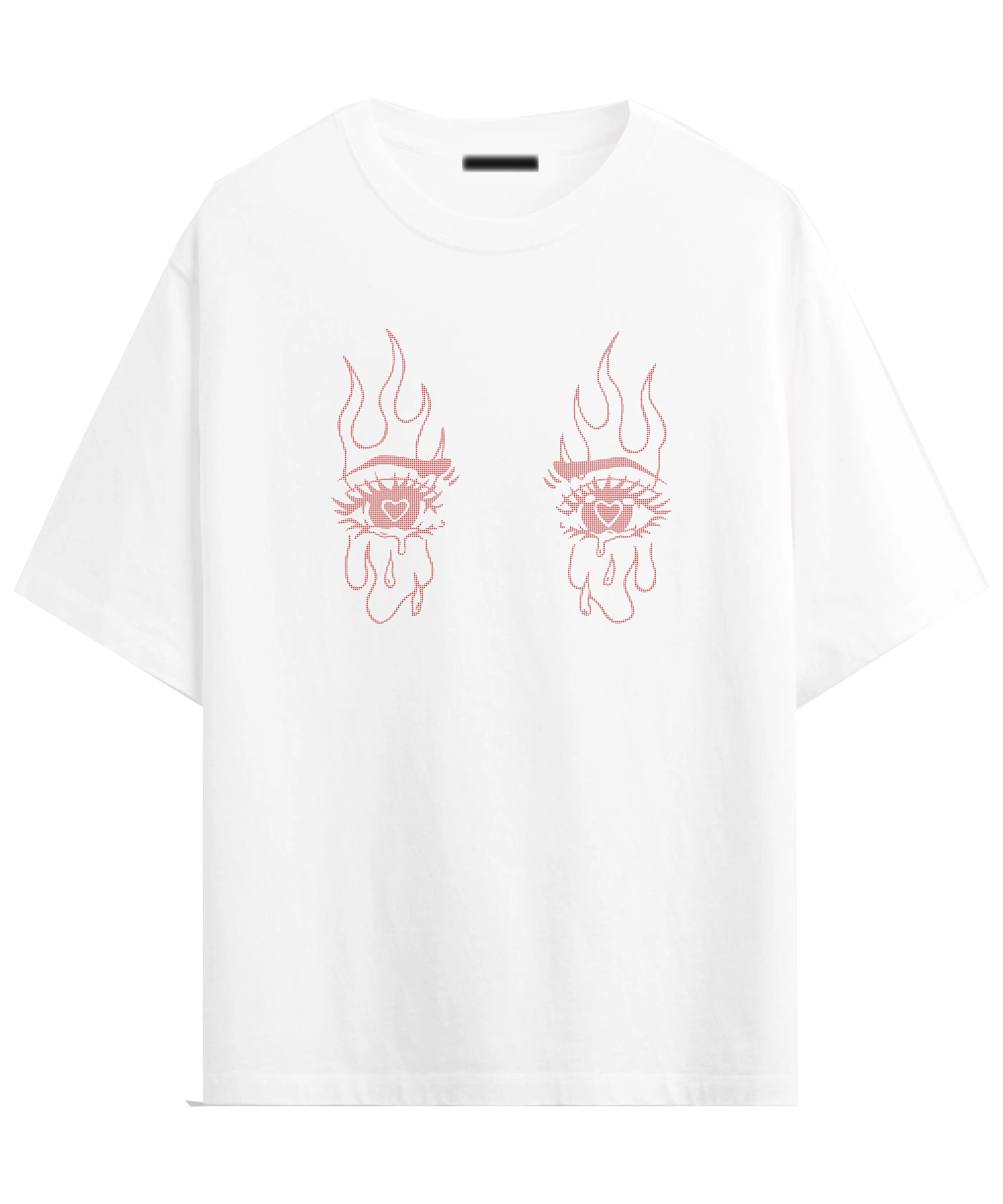 Rhinestone Eye White Red oversized t-shirt