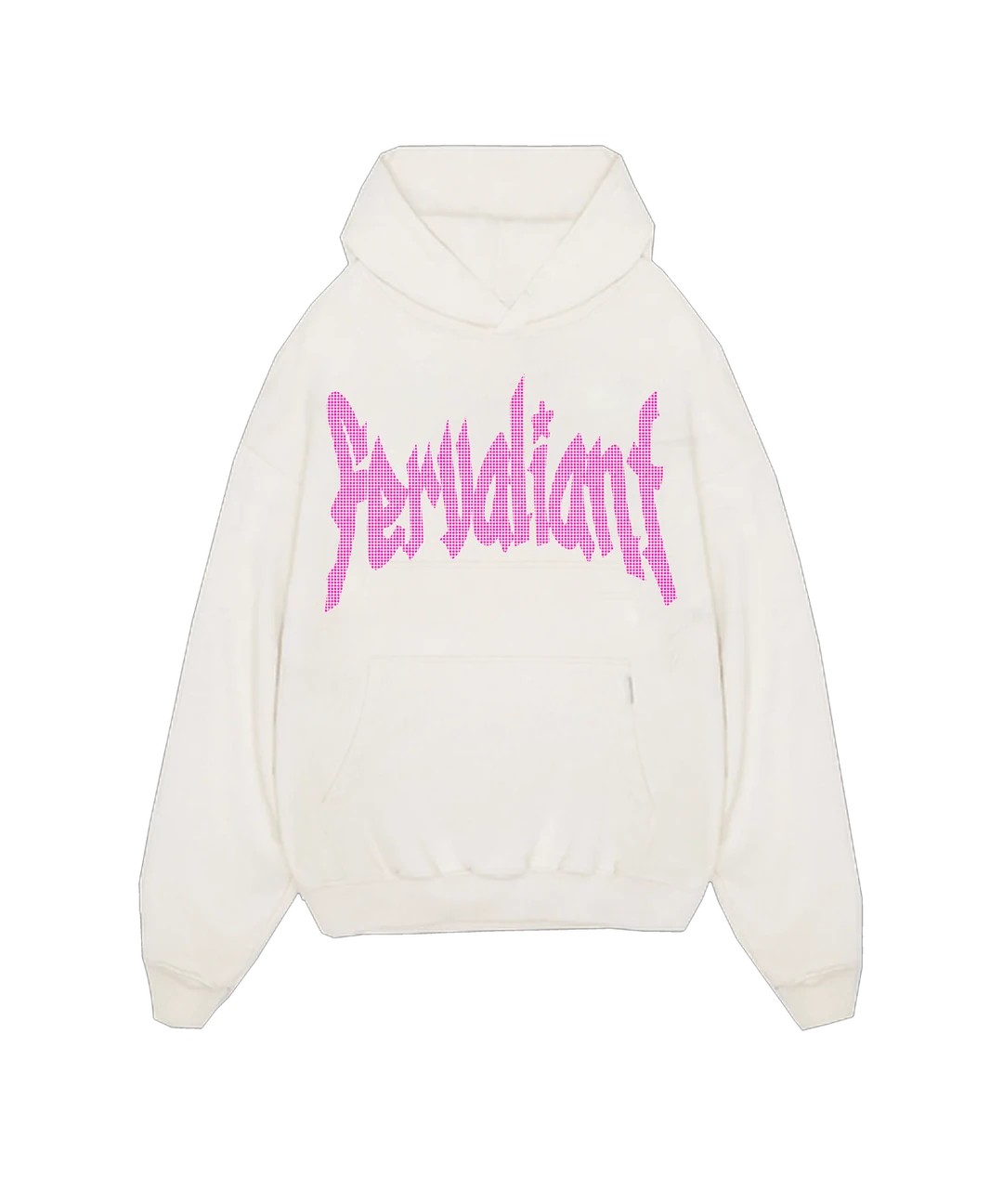 Pink Star Rhinestone Hoodie - Beyaz