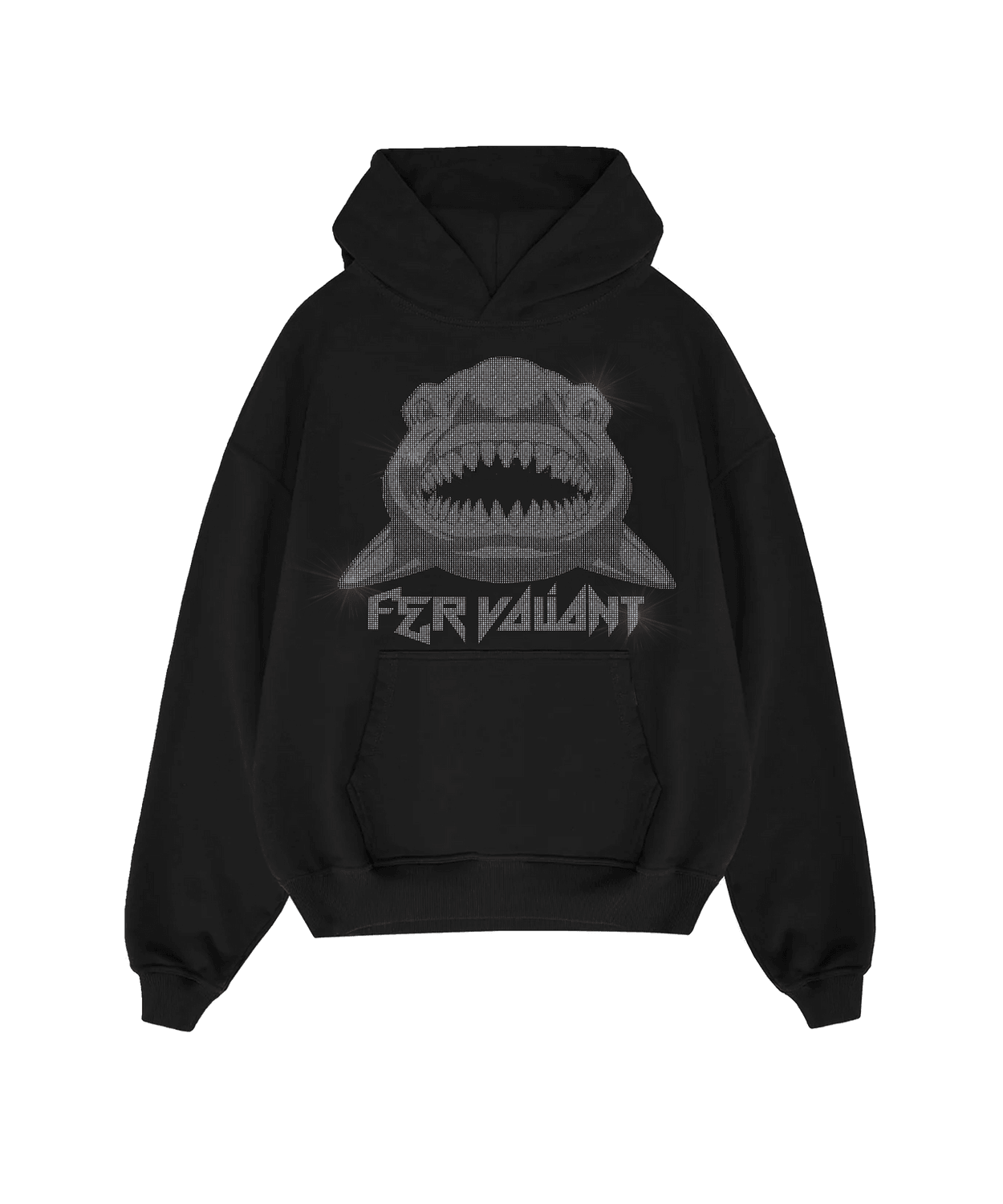 Shark Black Rhinestone Hoodie