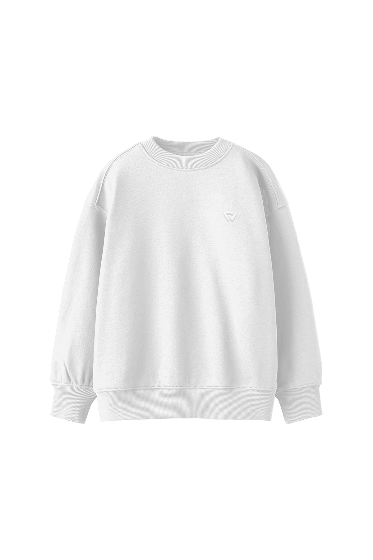 Oversize Basic Bisiklet Yaka Sweatshirt - Beyaz