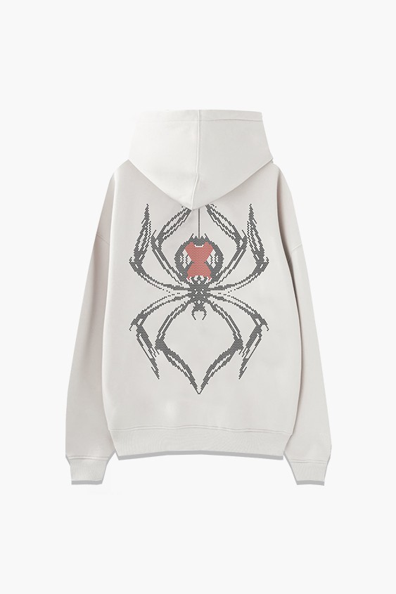  Spider Rhinestone White Hoodie