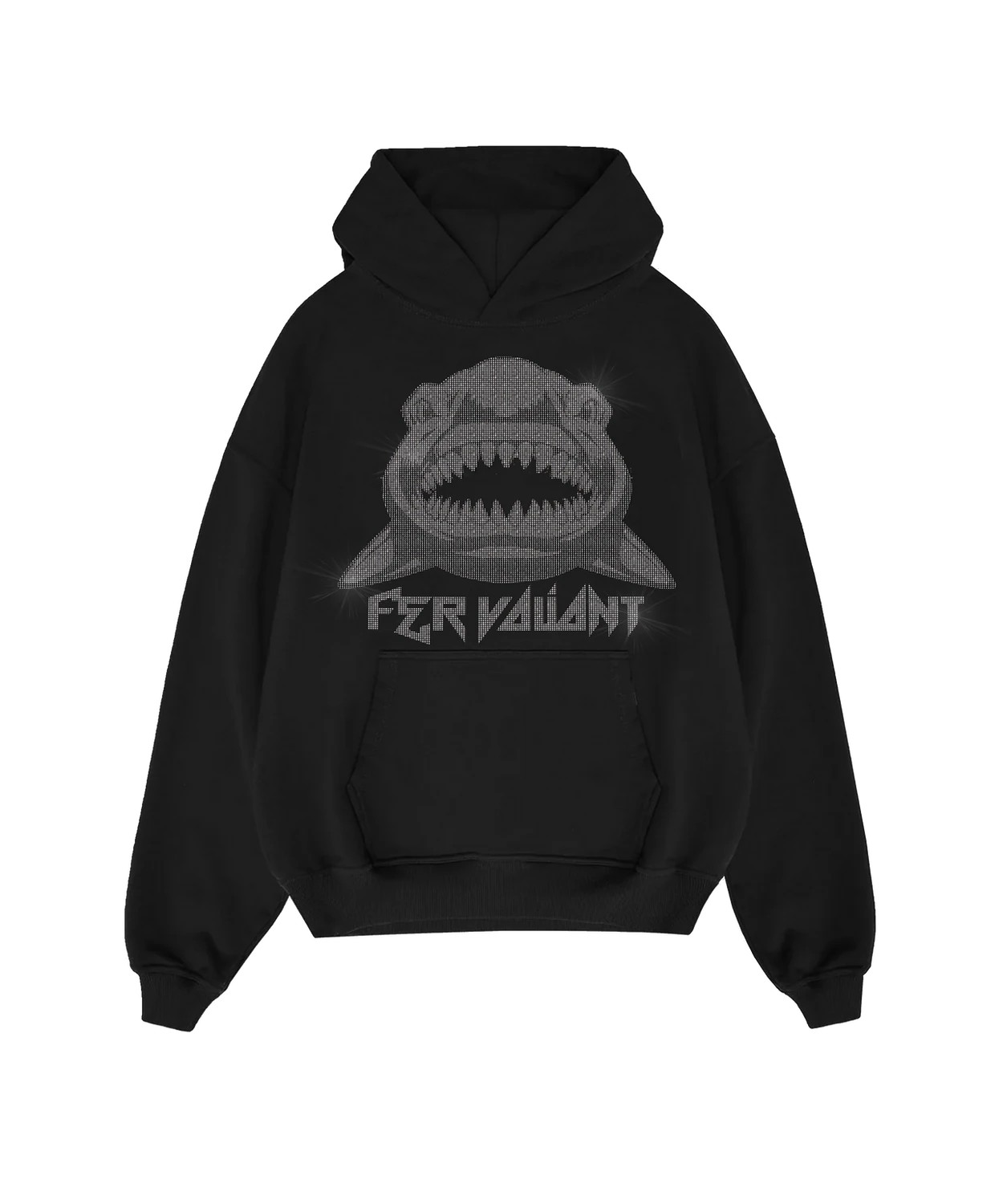 Shark Rhinestone Hoodie - Siyah