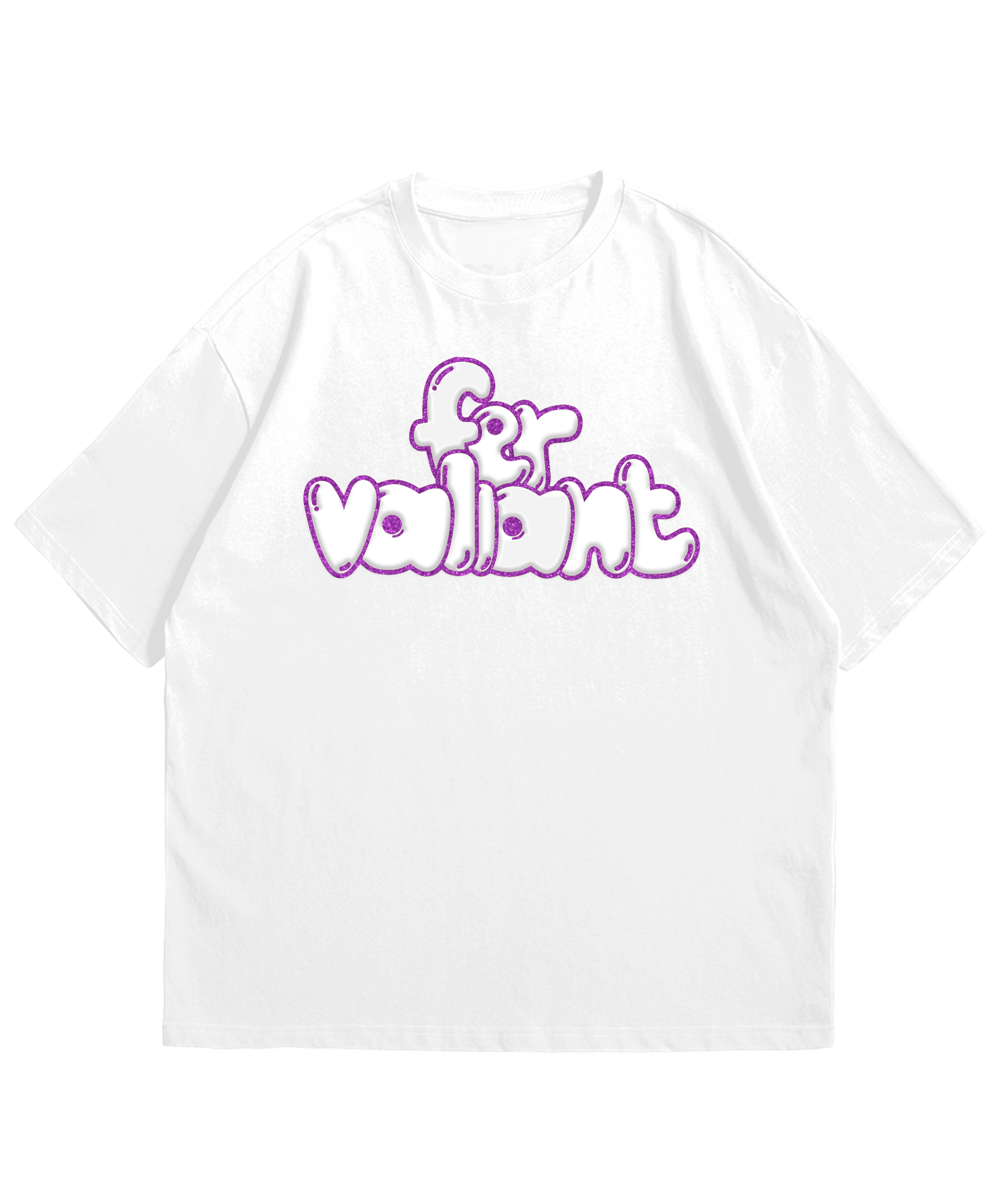 Purple Puff Hologram Oversize Unisex White Tee