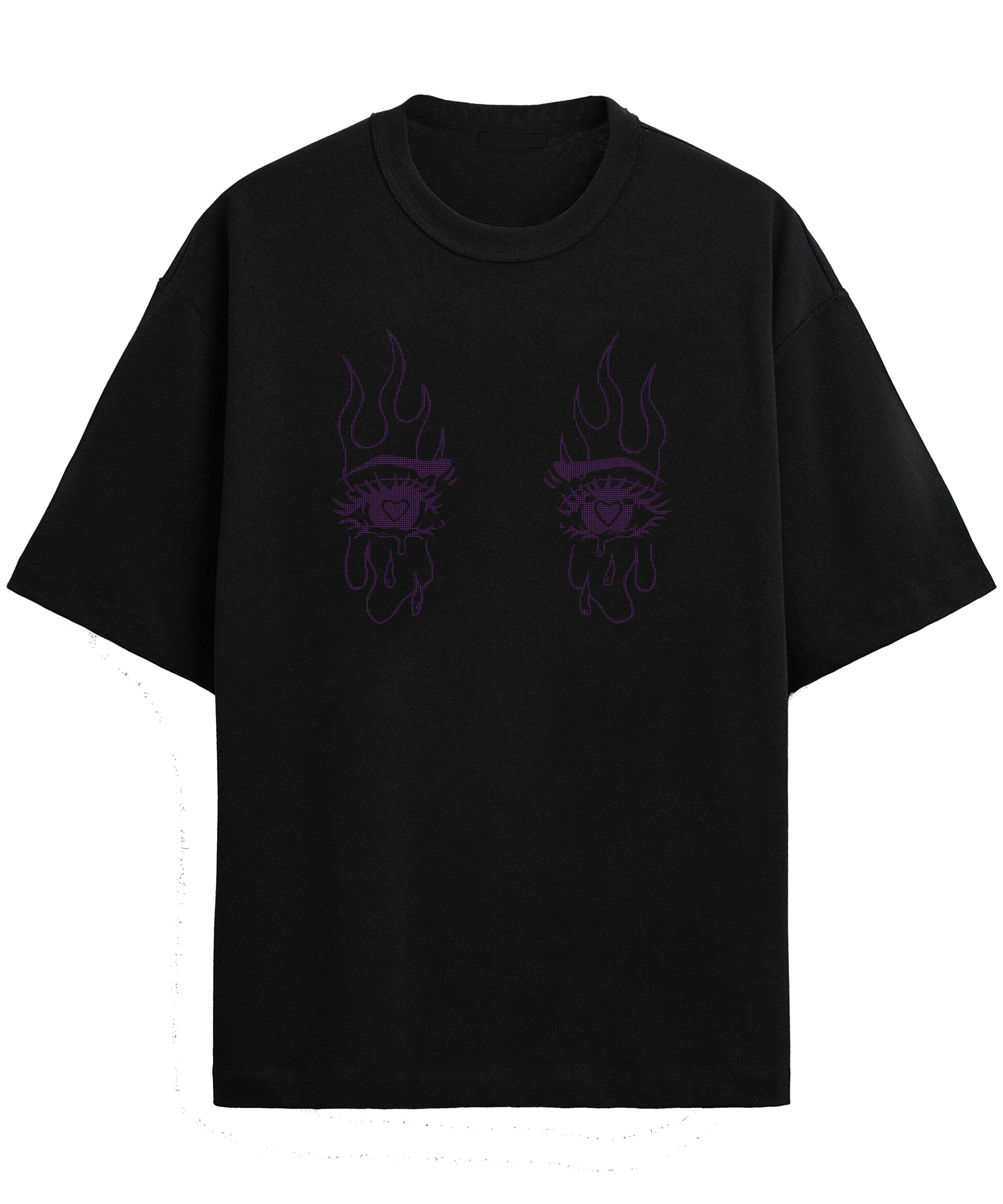 Rhinestone Eye Pruple oversized t-shirt