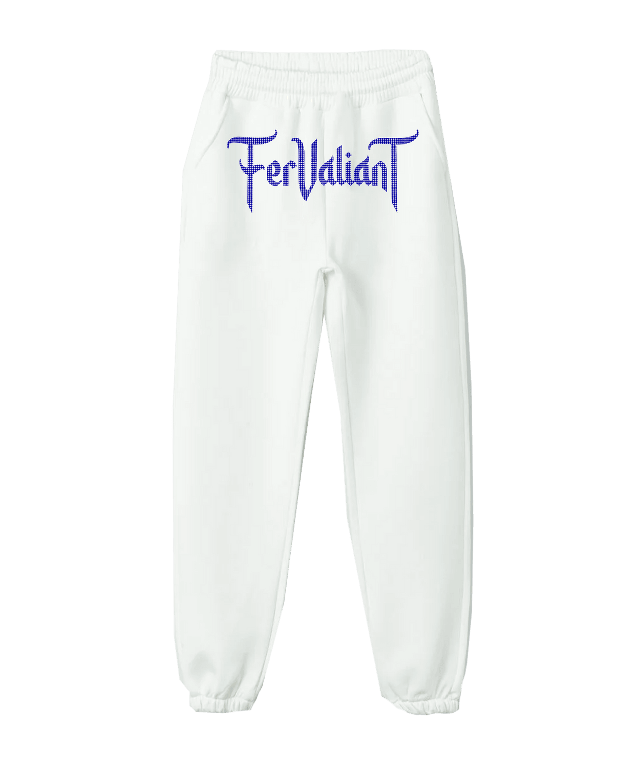 White Navy Rhinestone Sweatpants