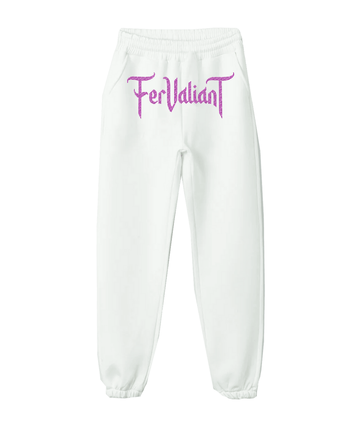  White Pink Rhinestone Sweatpants
