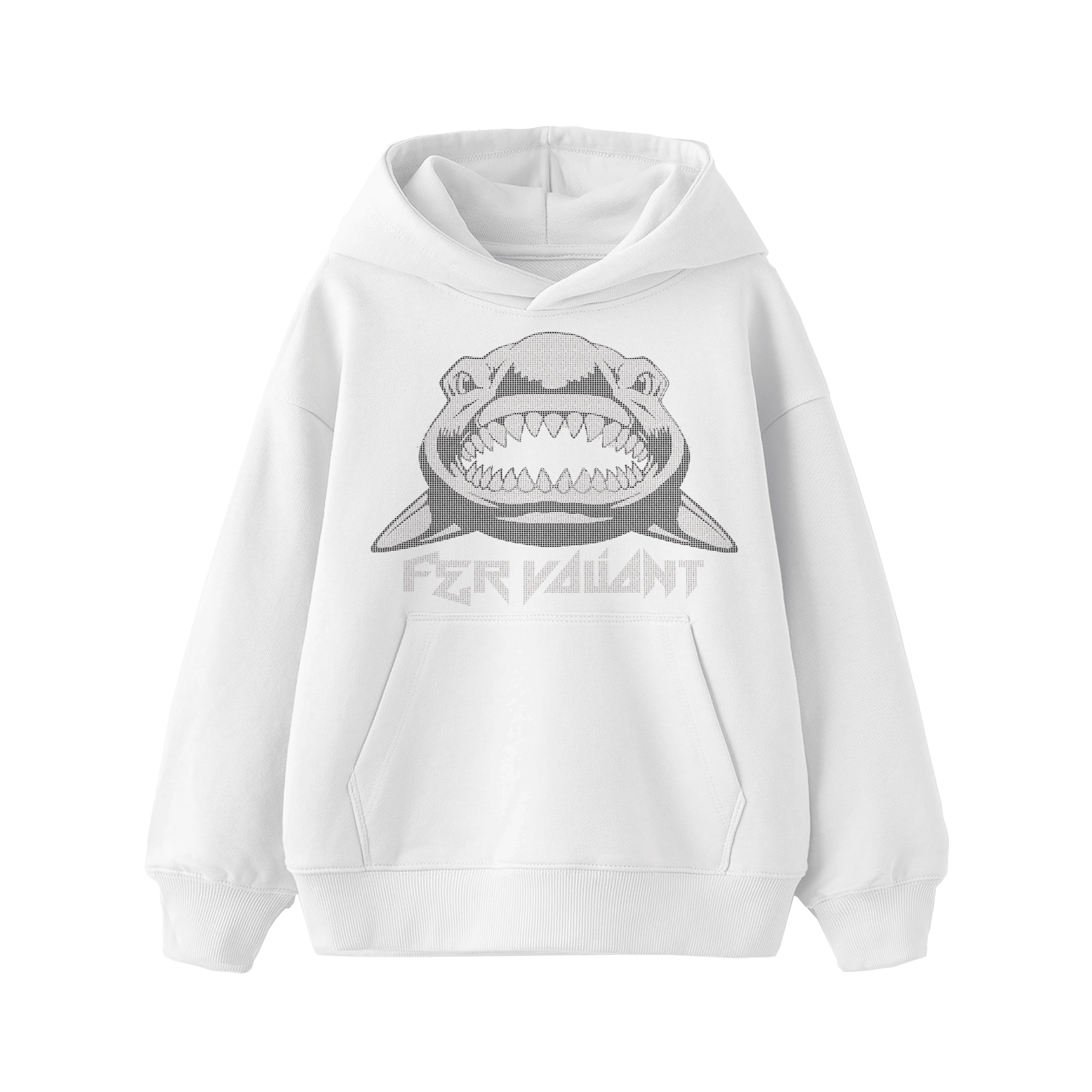 Shark Rhinestone Hoodie - Beyaz