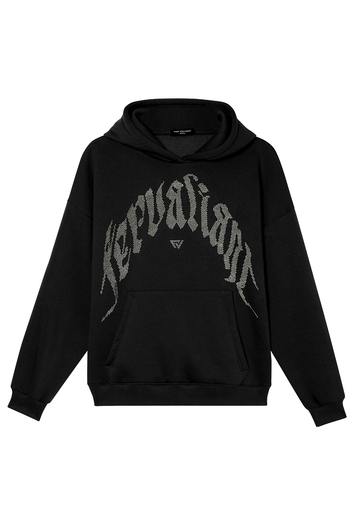 Curved Rhinestone Hoodie - Siyah