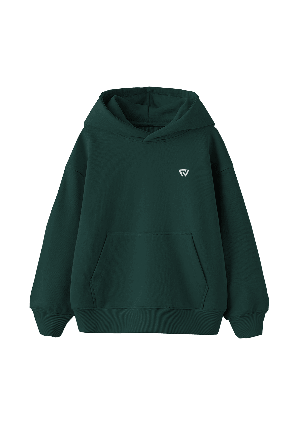 Oversize Basic Kapüşonlu Hoodie - Yeşil