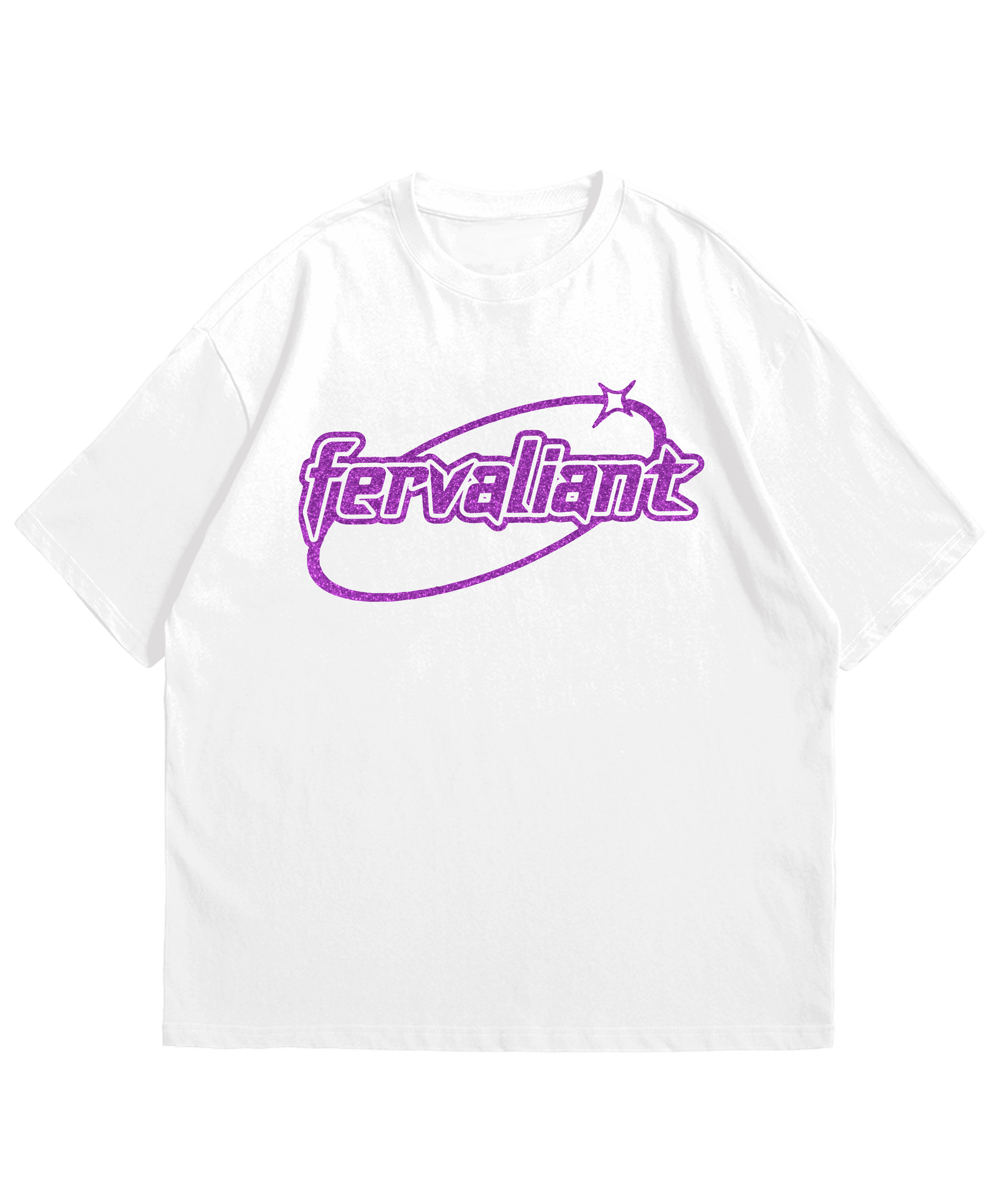  Glitter Ellipse White Purple Oversize Unisex Tee