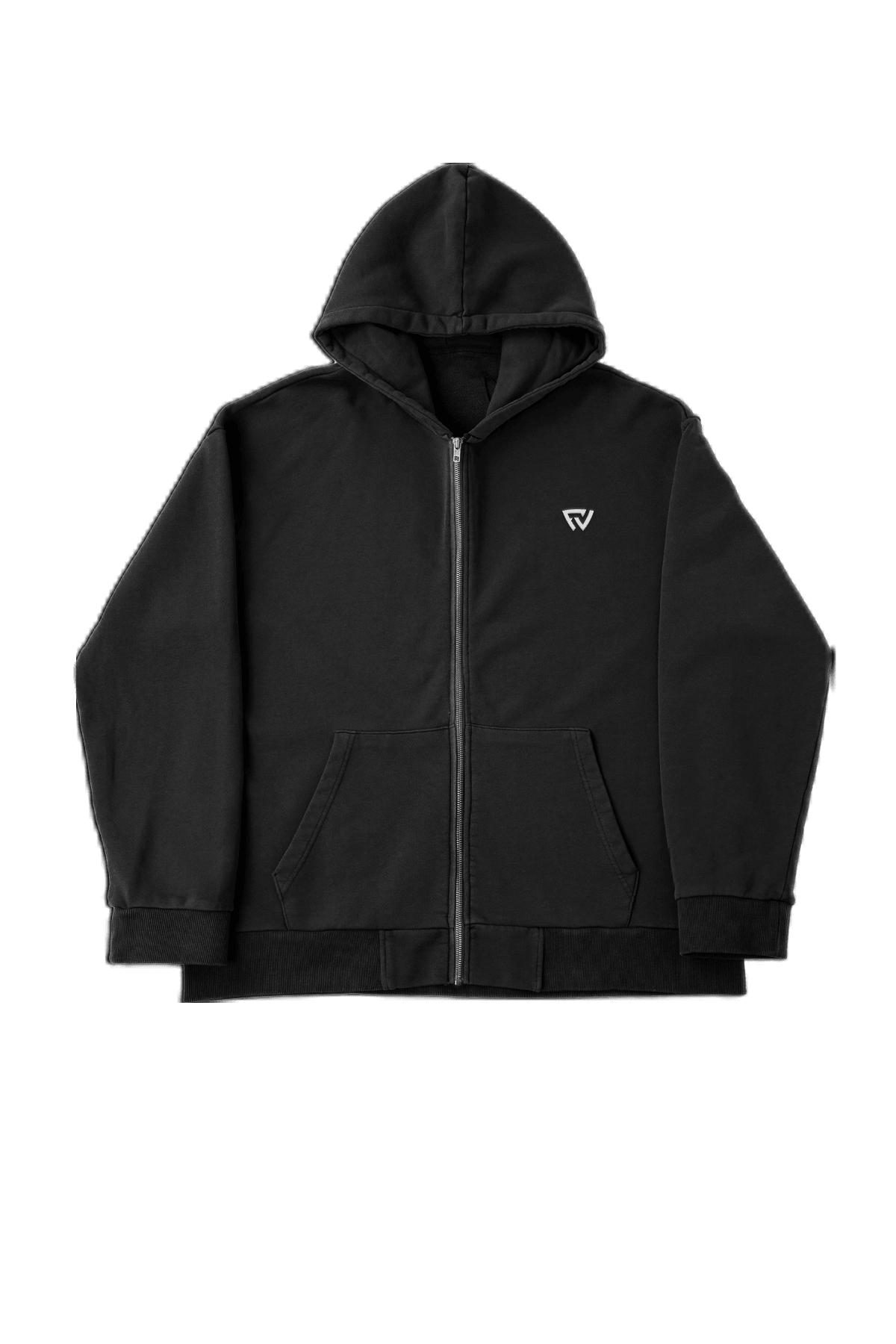 Oversize Basic Zip Up Hoodie - Siyah