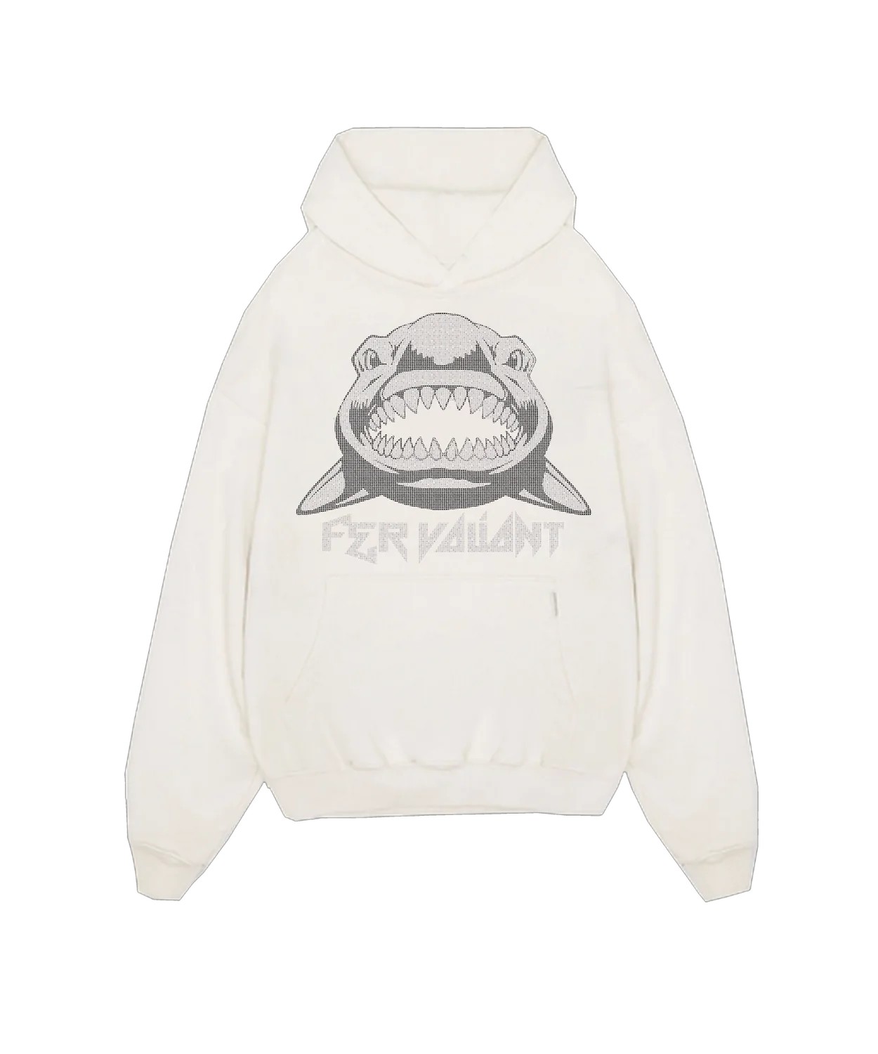 Shark Rhinestone Hoodie - Beyaz