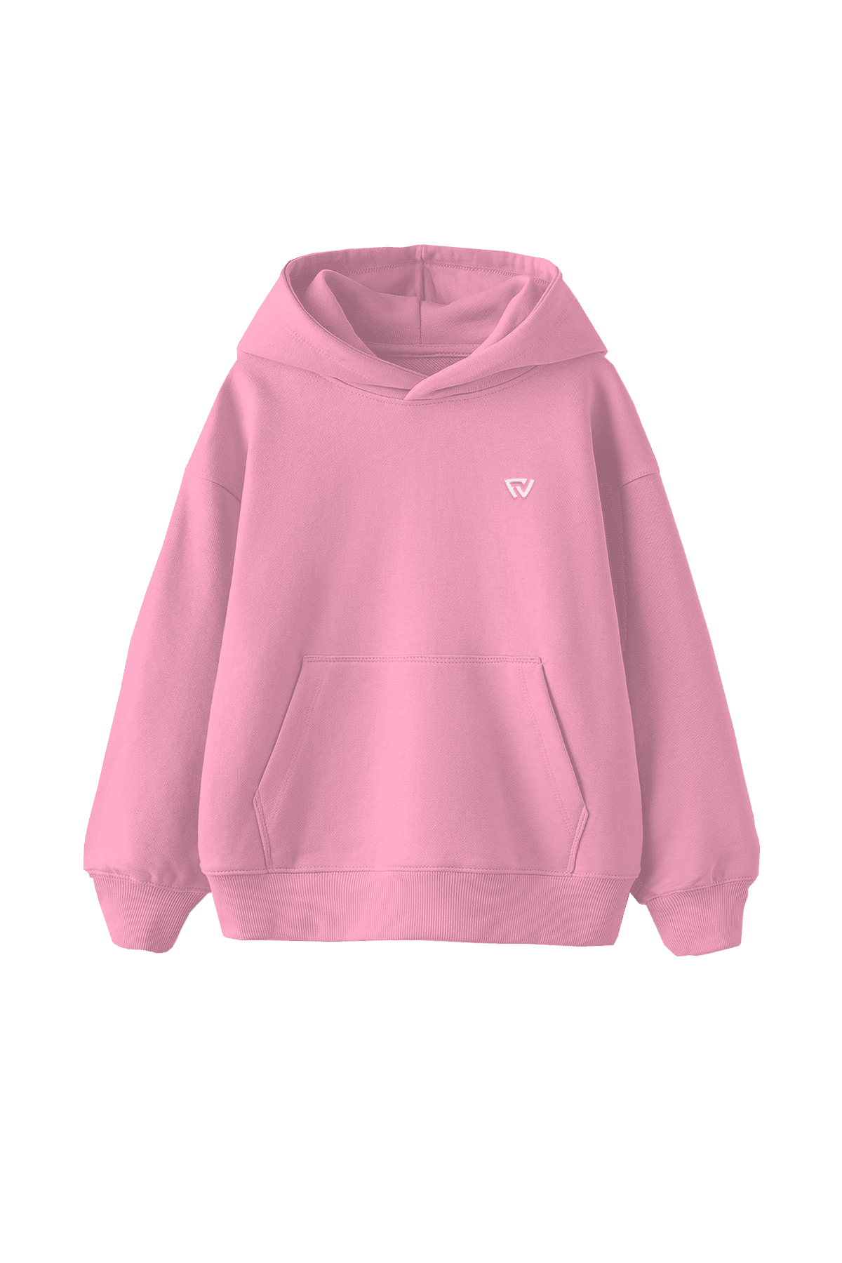 Oversize Basic Kapüşonlu Hoodie - Pembe