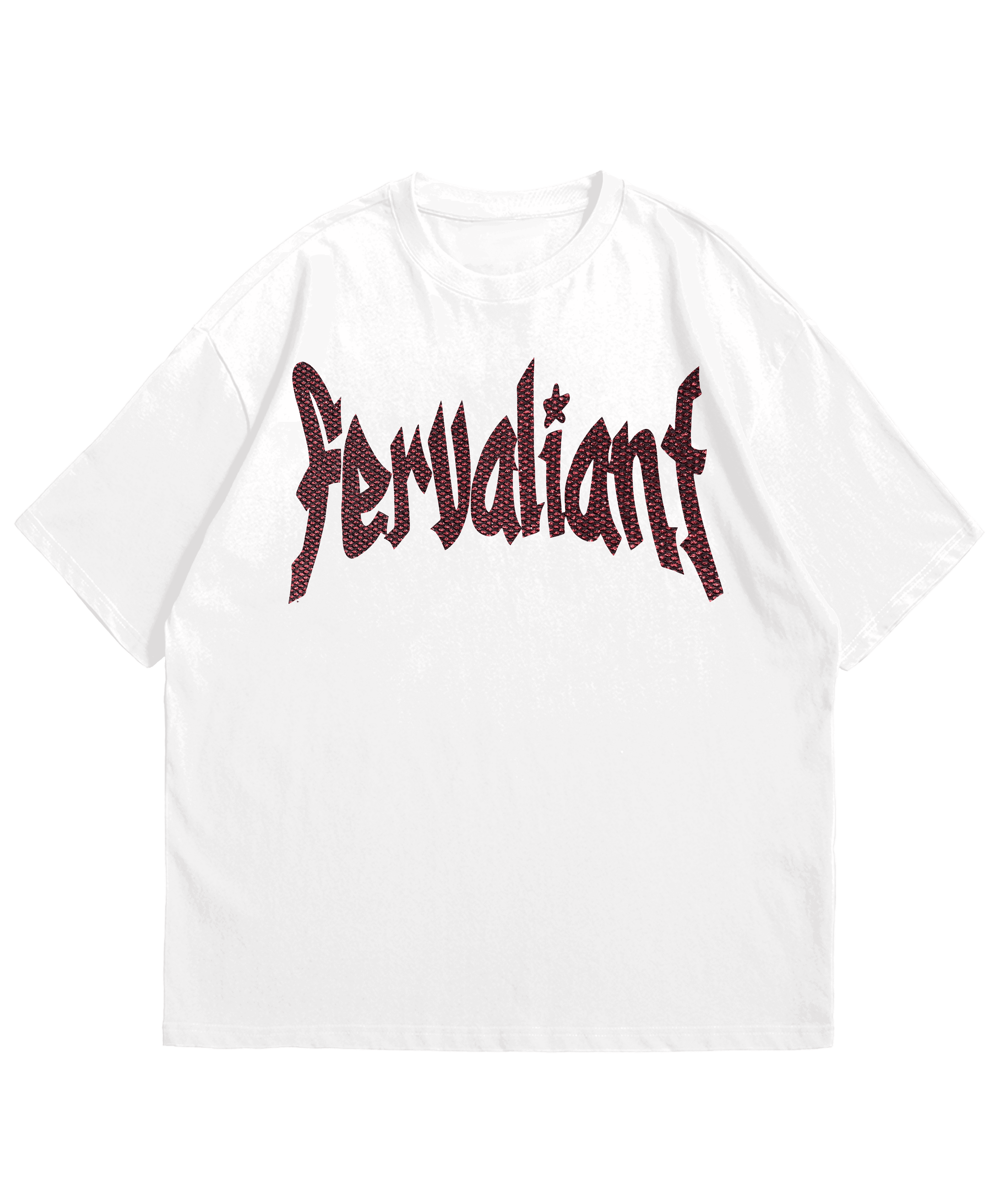 Fer Valiant Star Glitter Fabric Red White Oversize Unisex Tee