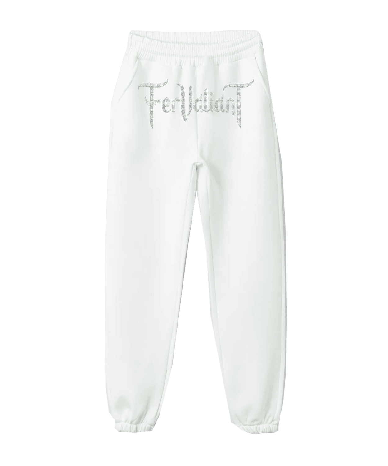  White Rhinestone Sweatpants