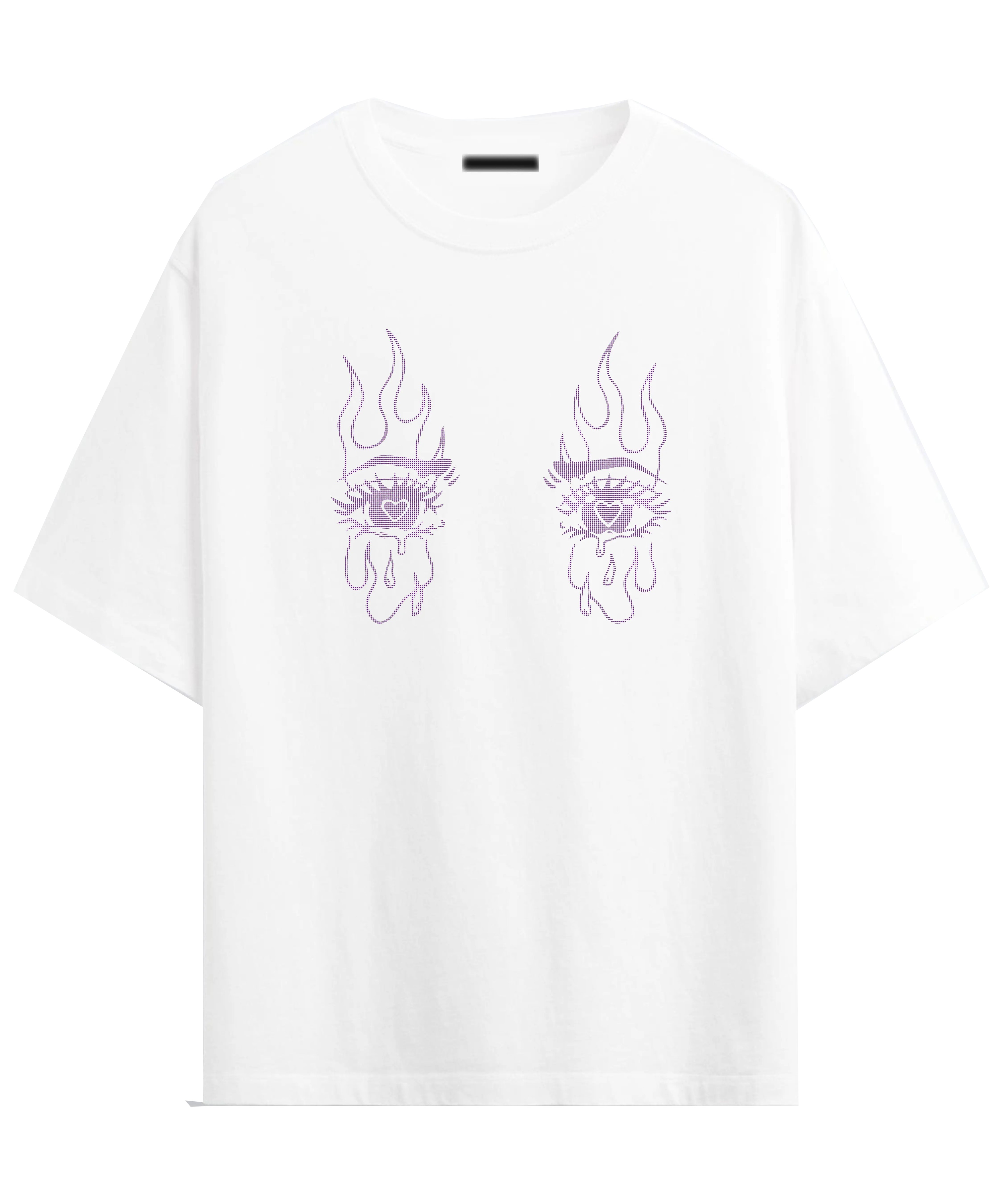 Rhinestone Eye White Purple oversized t-shirt