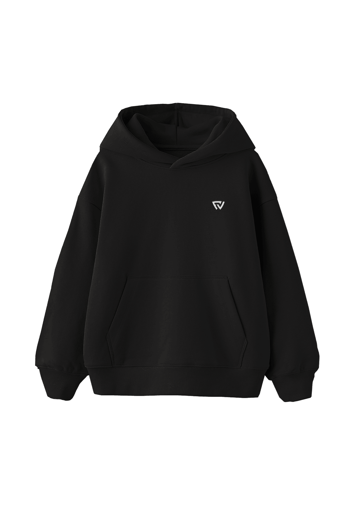 Oversize Basic Kapüşonlu Hoodie - Siyah