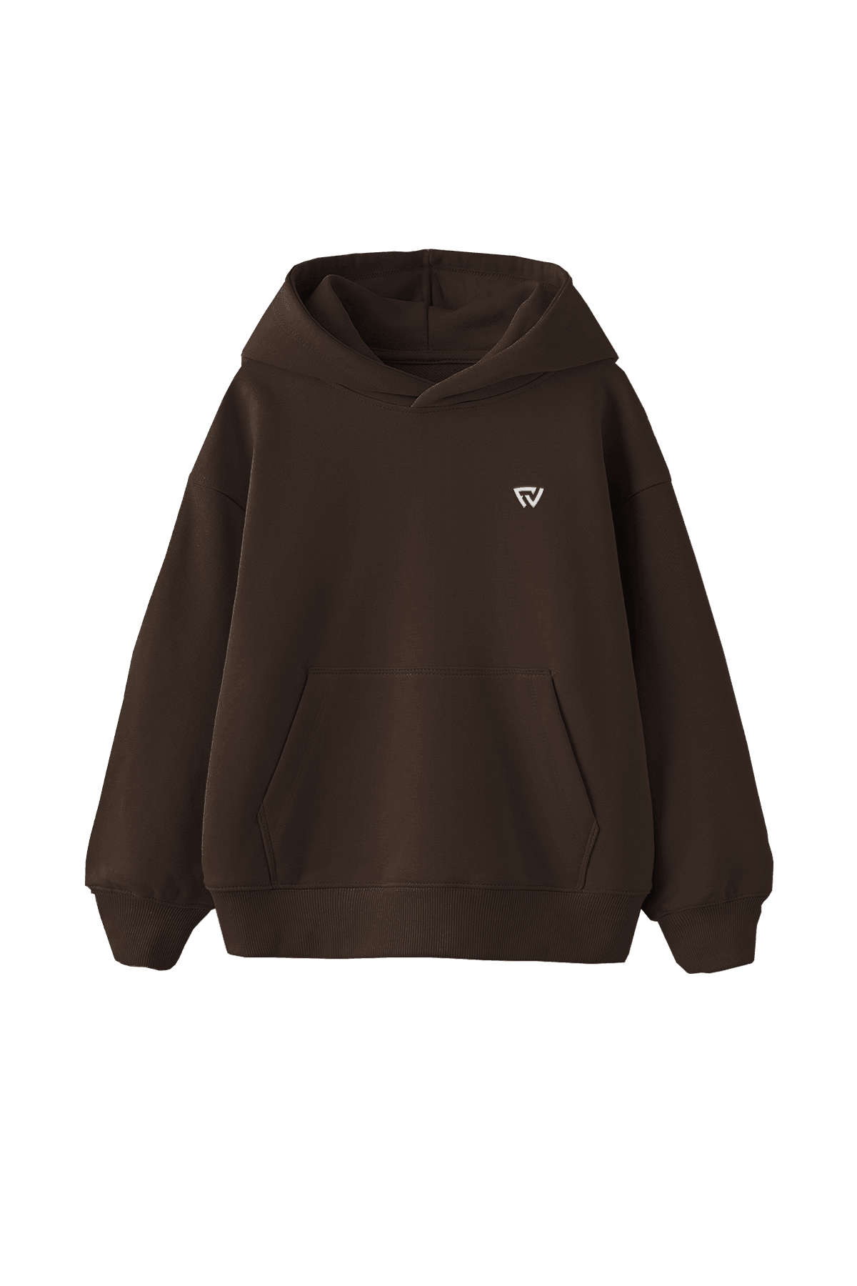 Oversize Basic Kapüşonlu Hoodie - Kahverengi