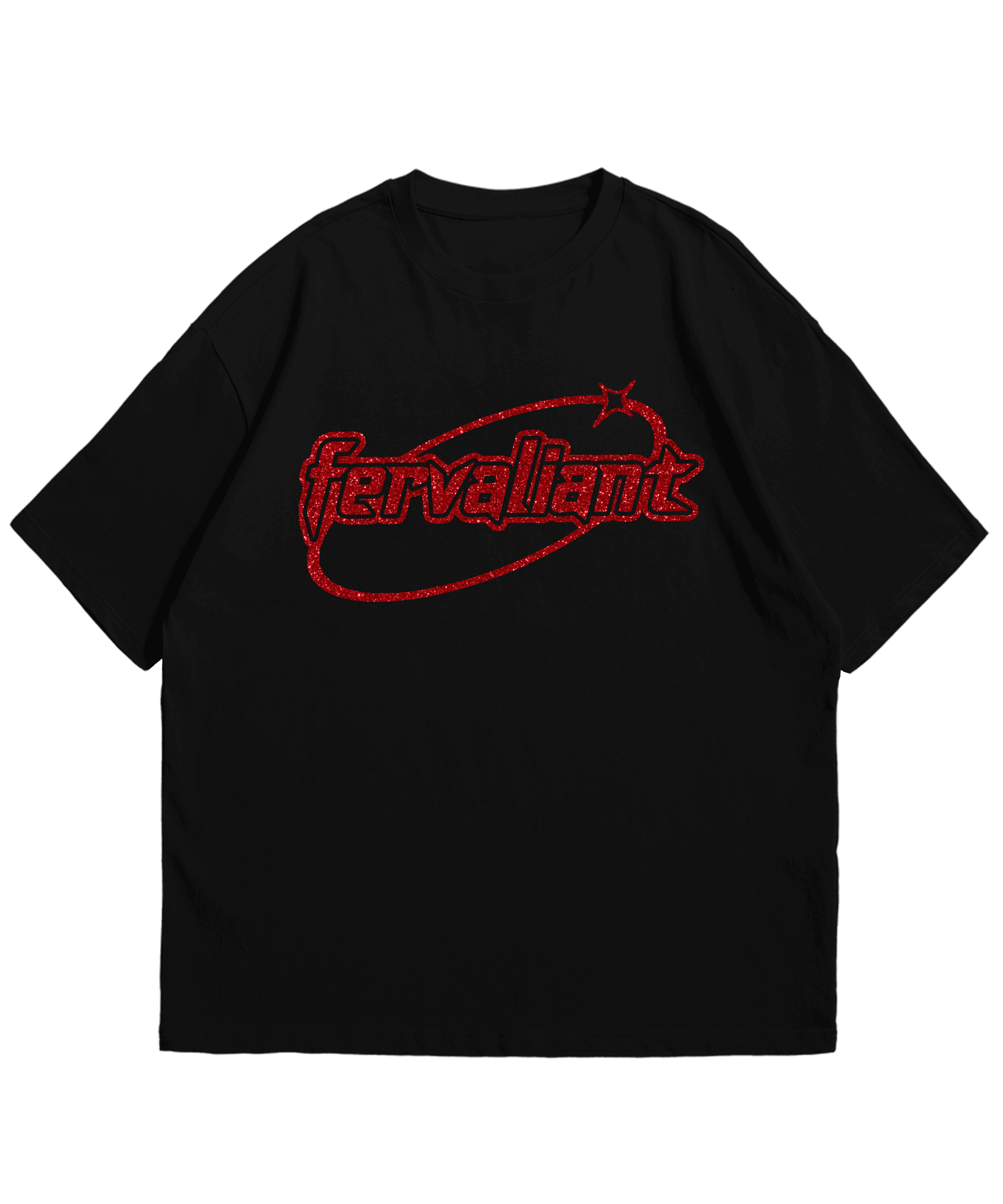  Glitter Ellipse Black Red Oversize Unisex Tee